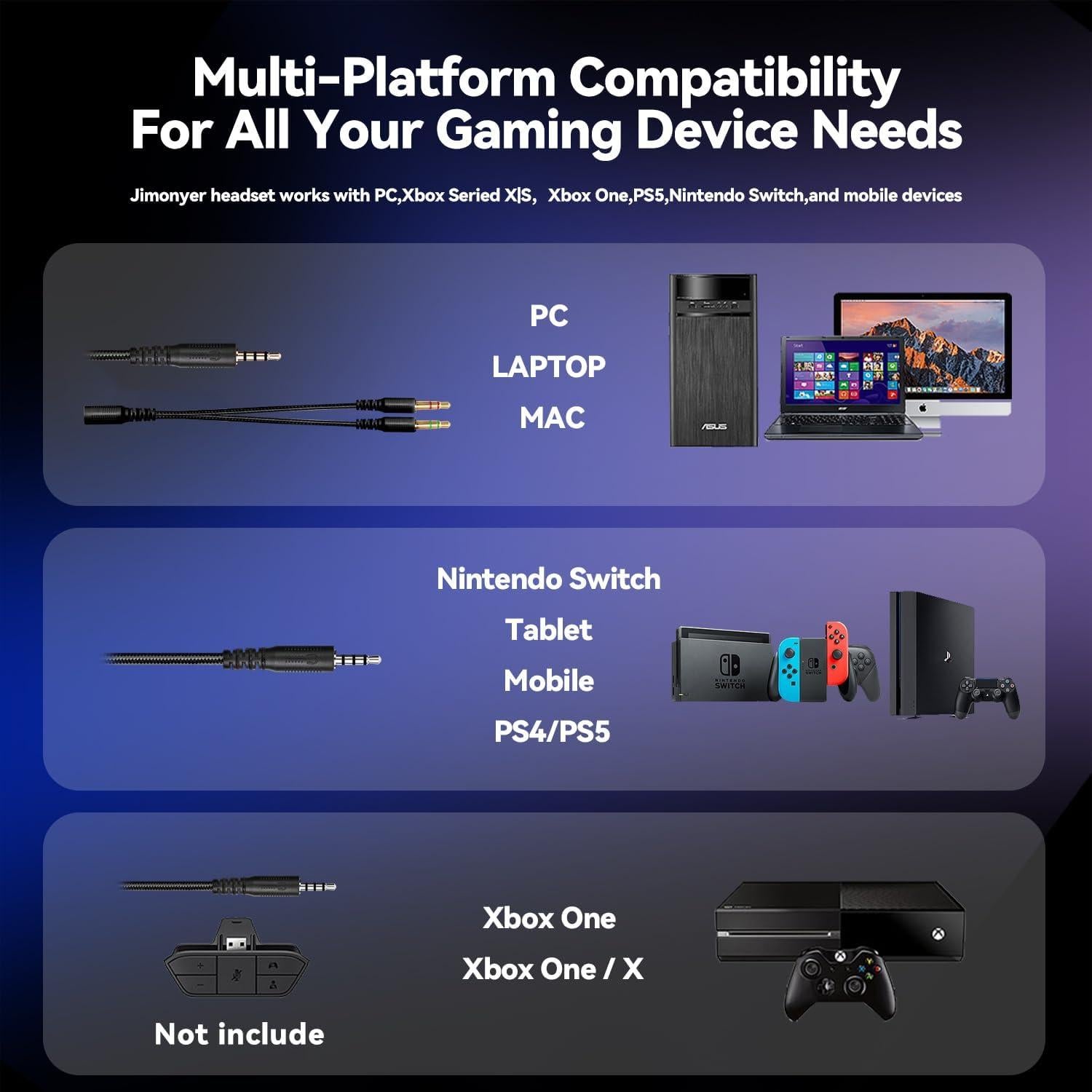 Auriculares Gaming Jimonyer A82-1 con Sonido Surround y Micrófono