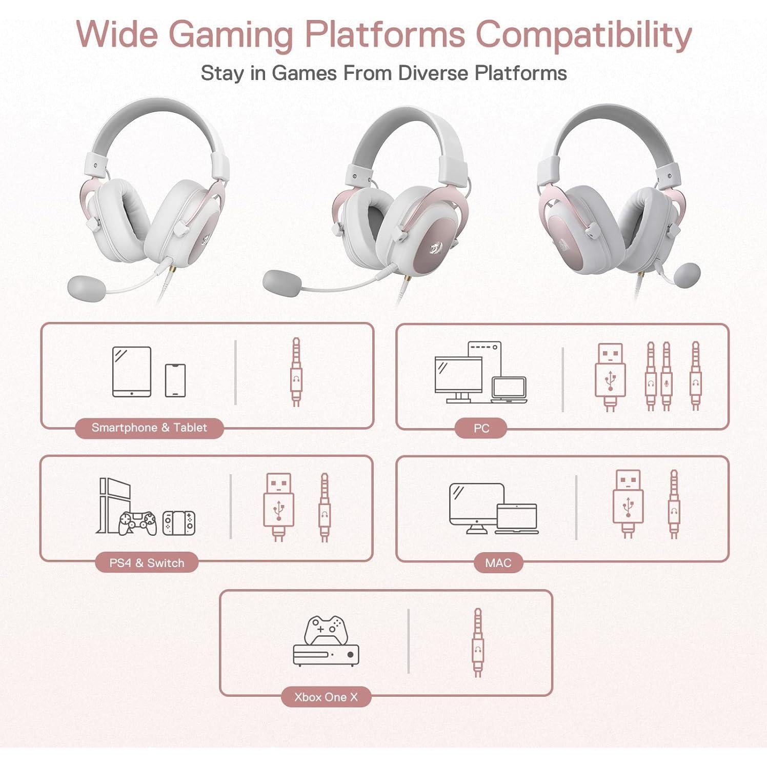 Auriculares Gaming Redragon H510 Zeus Blanco 7.1 Sonido