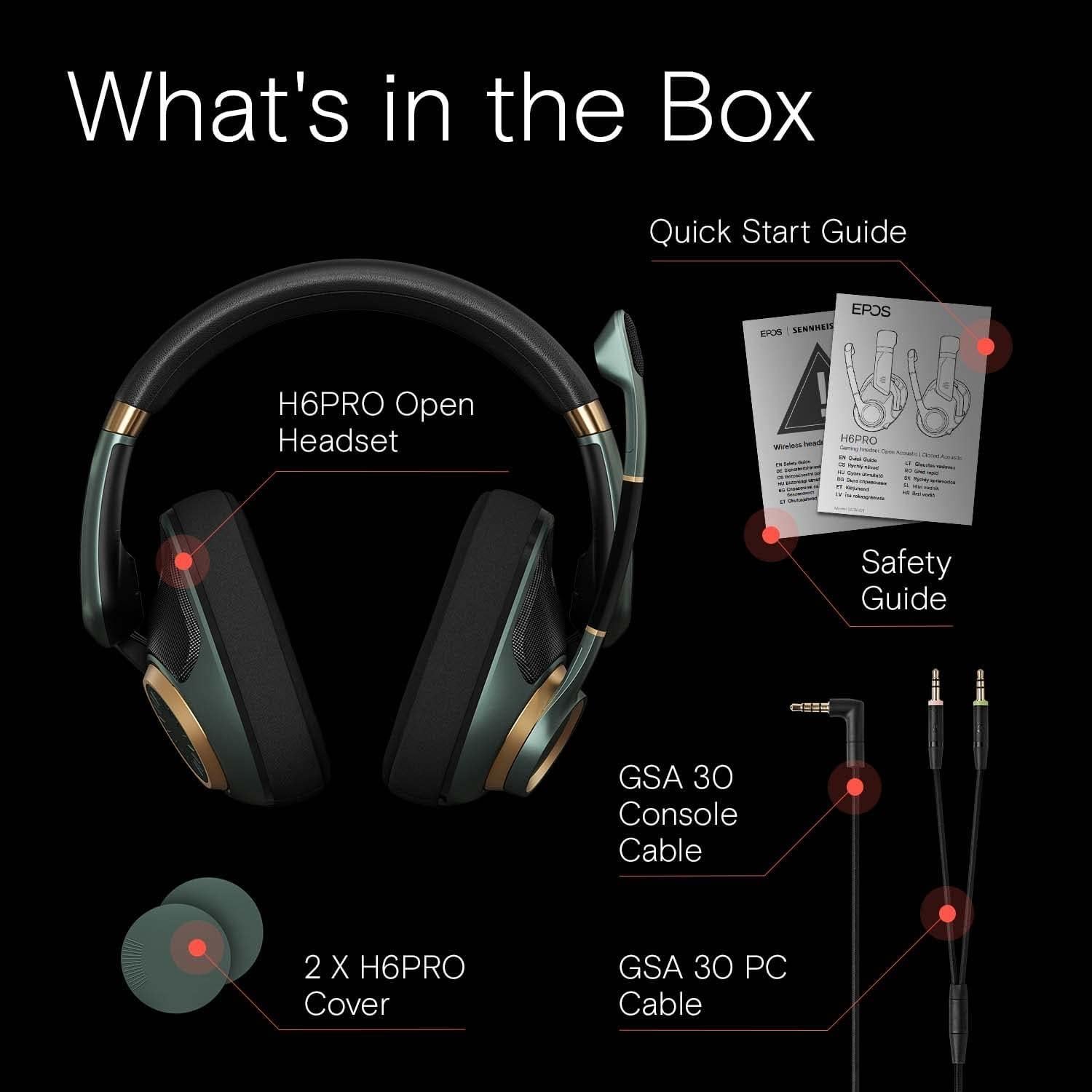 Auriculares de Juego EPOS H6 Pro Abiertos Verde - PC/Xbox/PS4/PS5