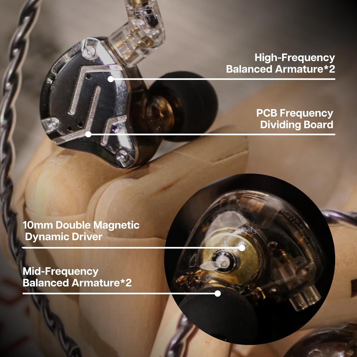 Auriculares In Ear Linsoul KZ ZS10 Pro 4BA+1DD HiFi Negro