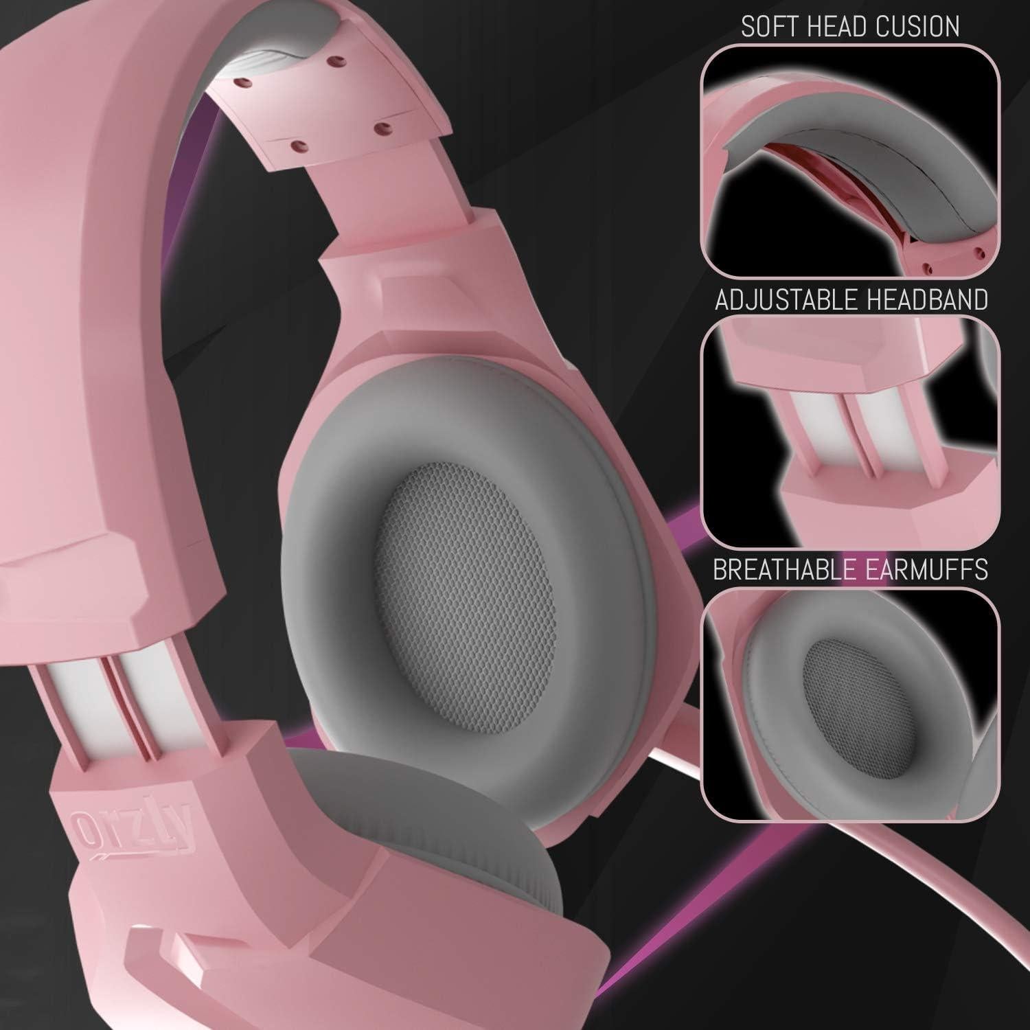 Auriculares Gaming Orzly RXH-20 Rosa con Micrófono y Sonido Estéreo