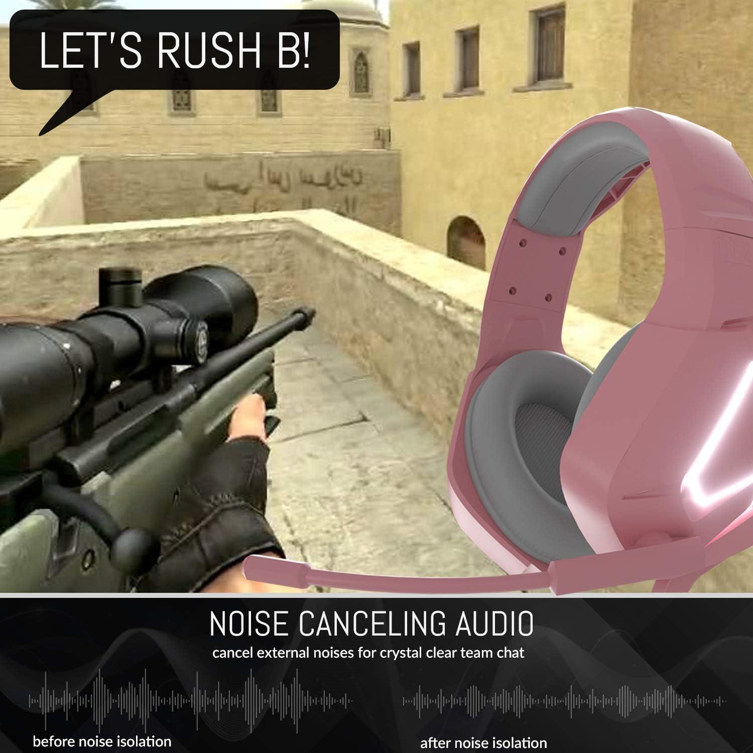 Auriculares Gaming Orzly RXH-20 Rosa con Micrófono y Sonido Estéreo