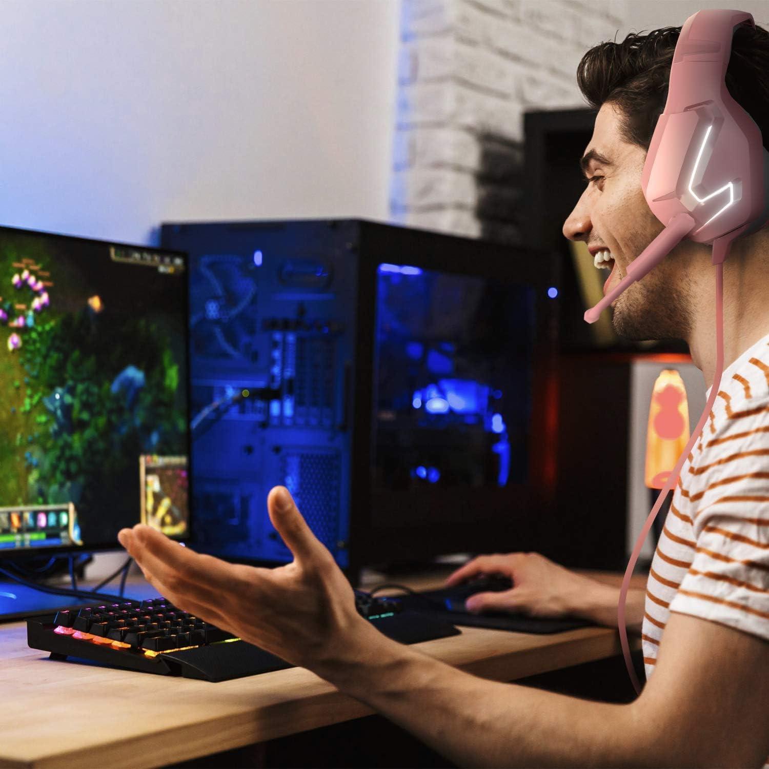 Auriculares Gaming Orzly RXH-20 Rosa con Micrófono y Sonido Estéreo