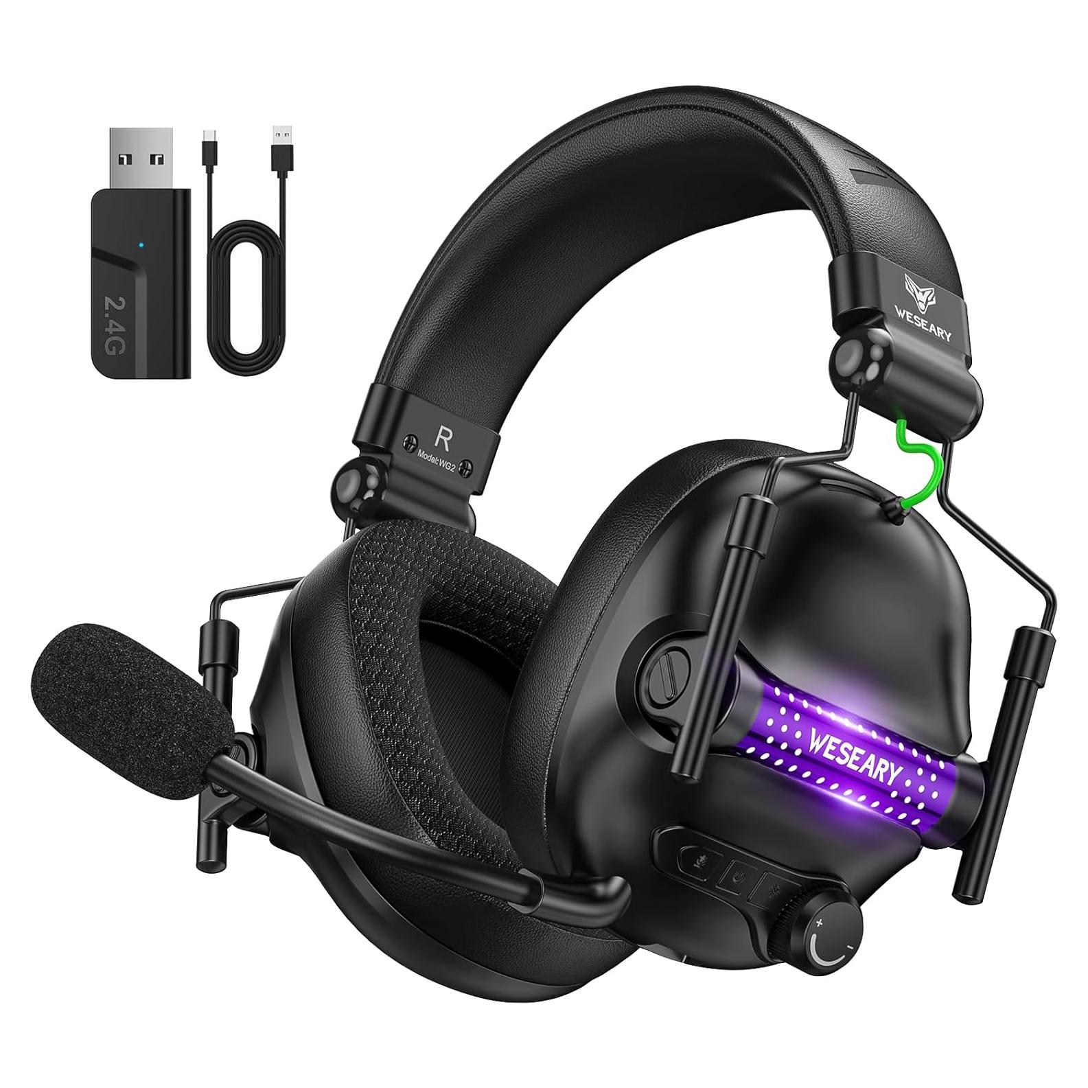 Auriculares Gaming Inalámbricos WESEARY WG2 50h PS5 PC