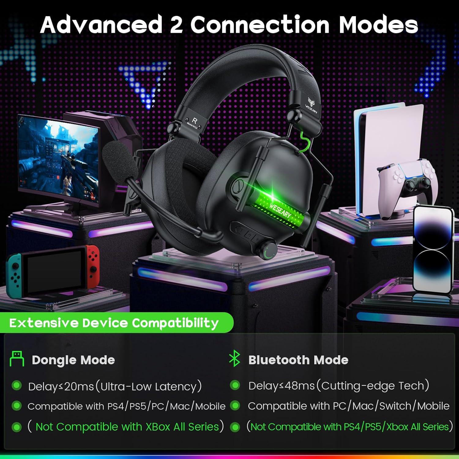 Auriculares Gaming Inalámbricos WESEARY WG2 50h PS5 PC