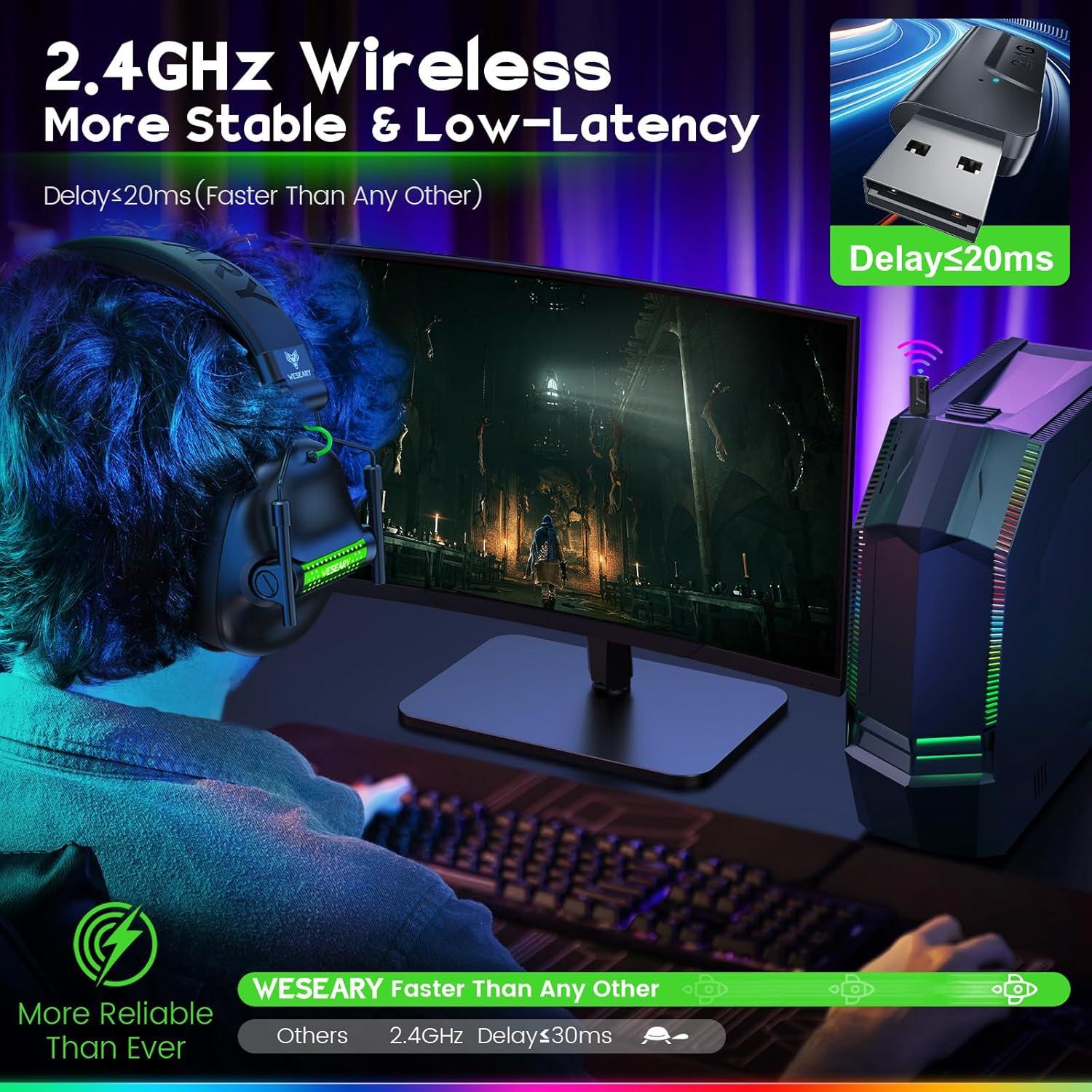 Auriculares Gaming Inalámbricos WESEARY WG2 50h PS5 PC