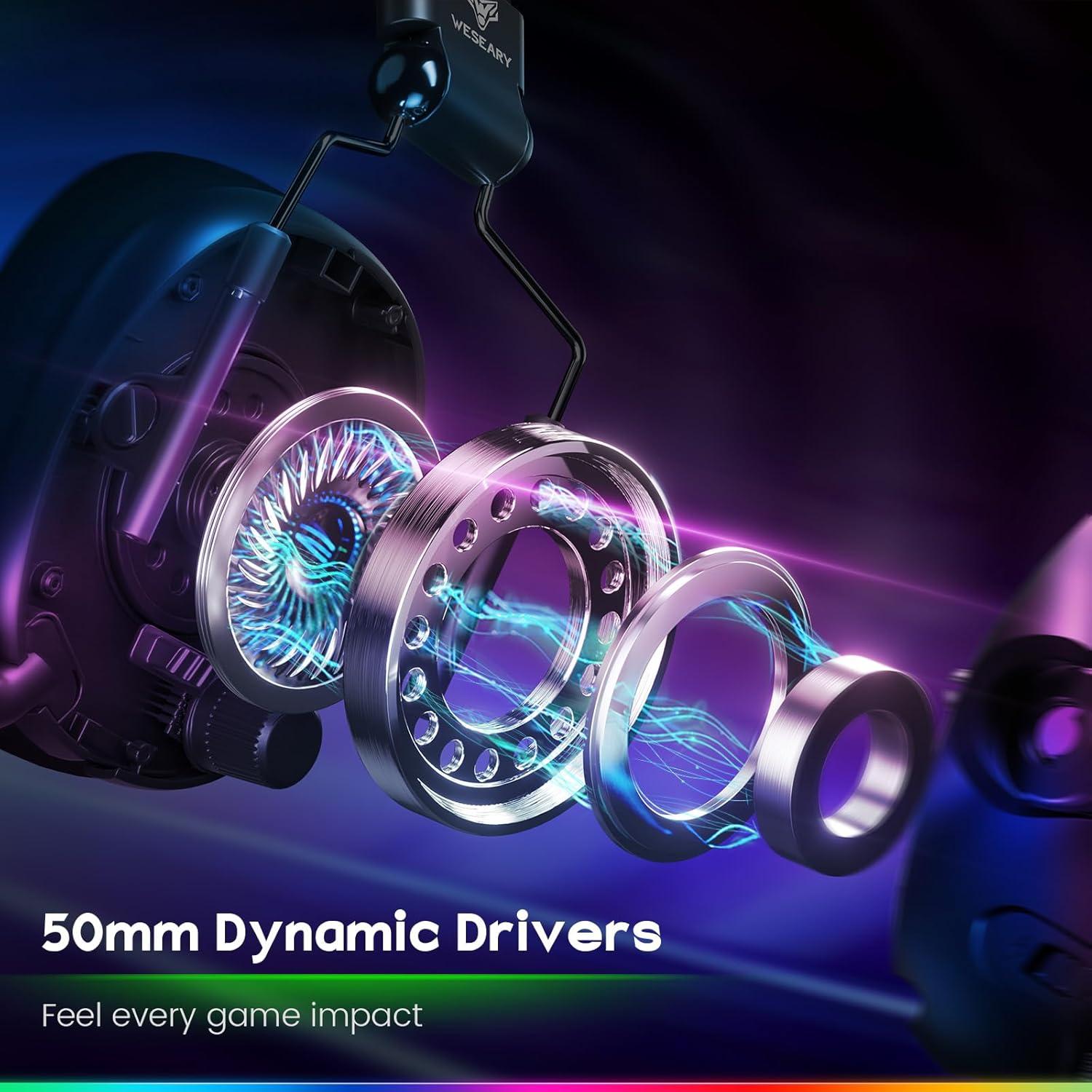 Auriculares Gaming Inalámbricos WESEARY WG2 50h PS5 PC