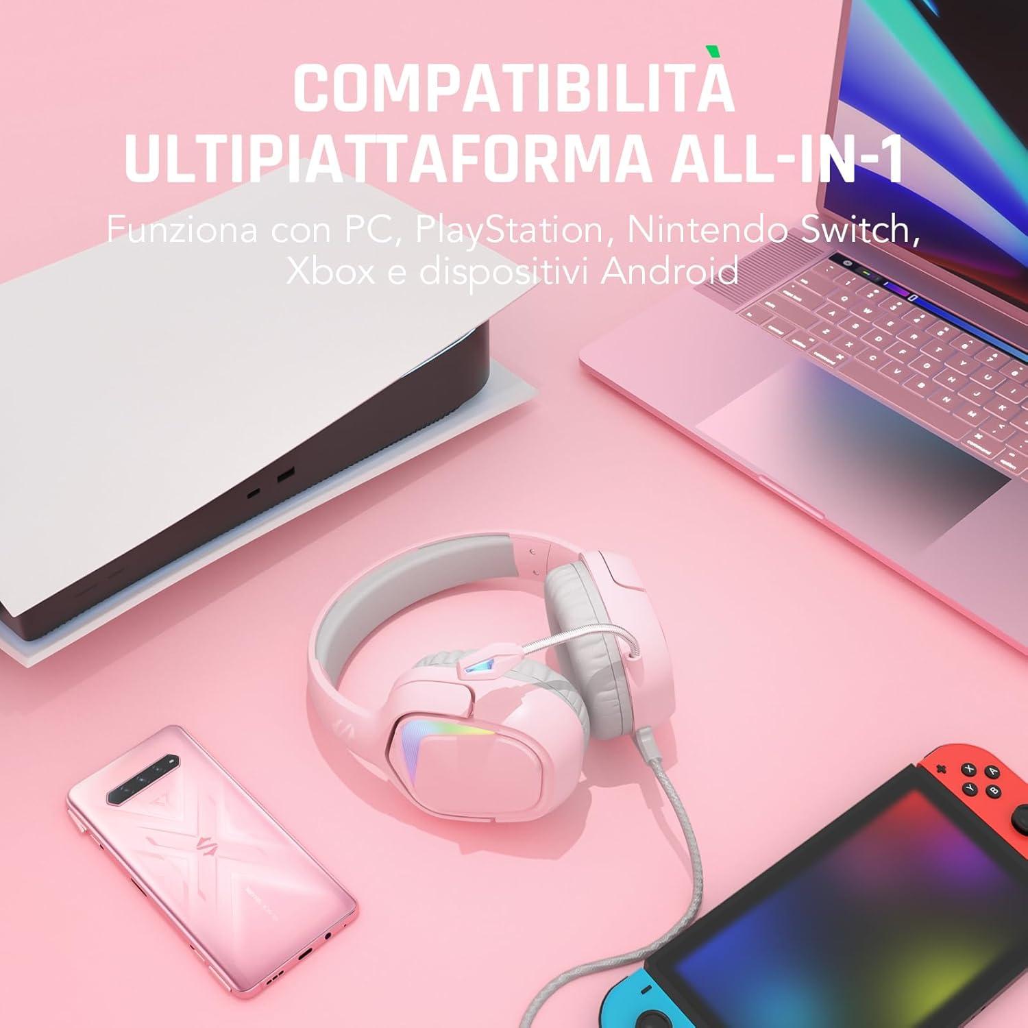 Auriculares Gaming Black Shark BS-X1 Rosa 50mm con Micrófono