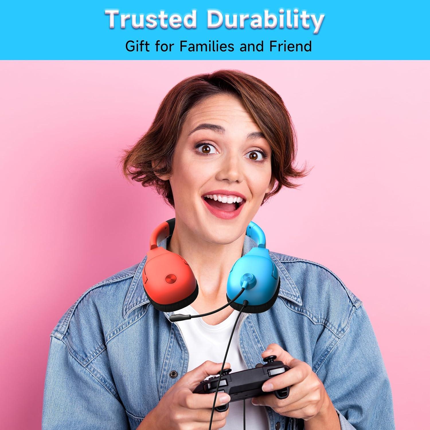 Auriculares Gaming Rumoon CM7004 para Nintendo Switch Rojo/ Azul