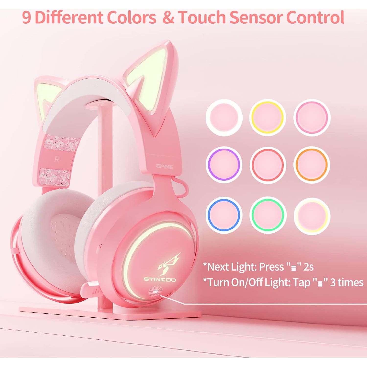 Auriculares Inalámbricos EASARS GS510 Rosa con RGB 50mm