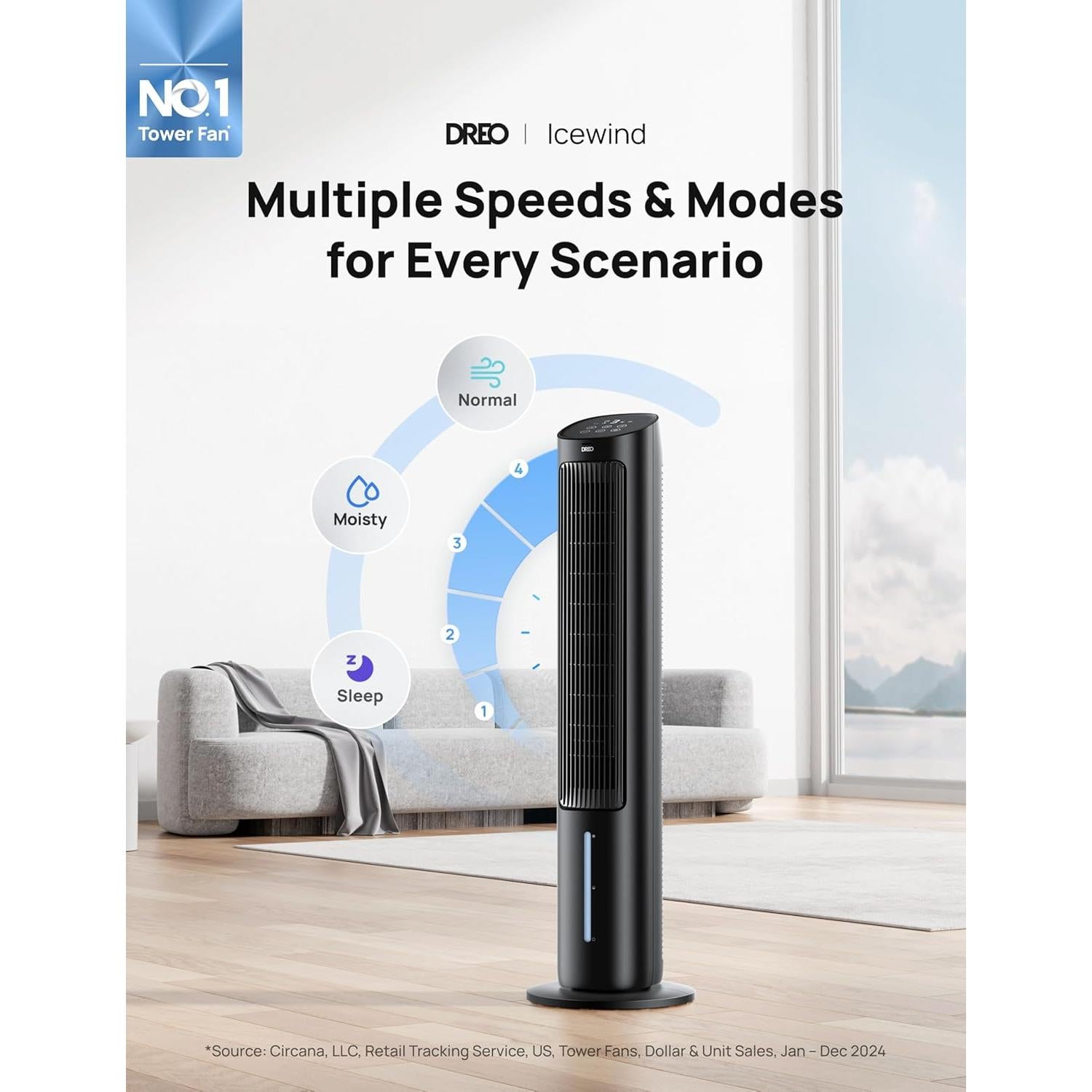 Ventilador Torre Dreo IceWind 5.99 kg 13000 CFPH Control Remoto