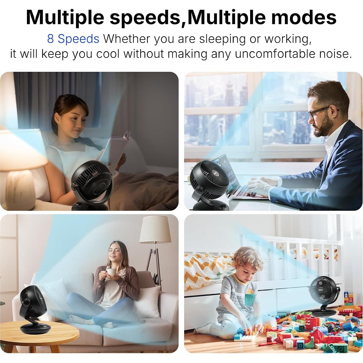 Ventilador de Escritorio SIGBOT 30.5cm con Control Remoto 8 Velocidades