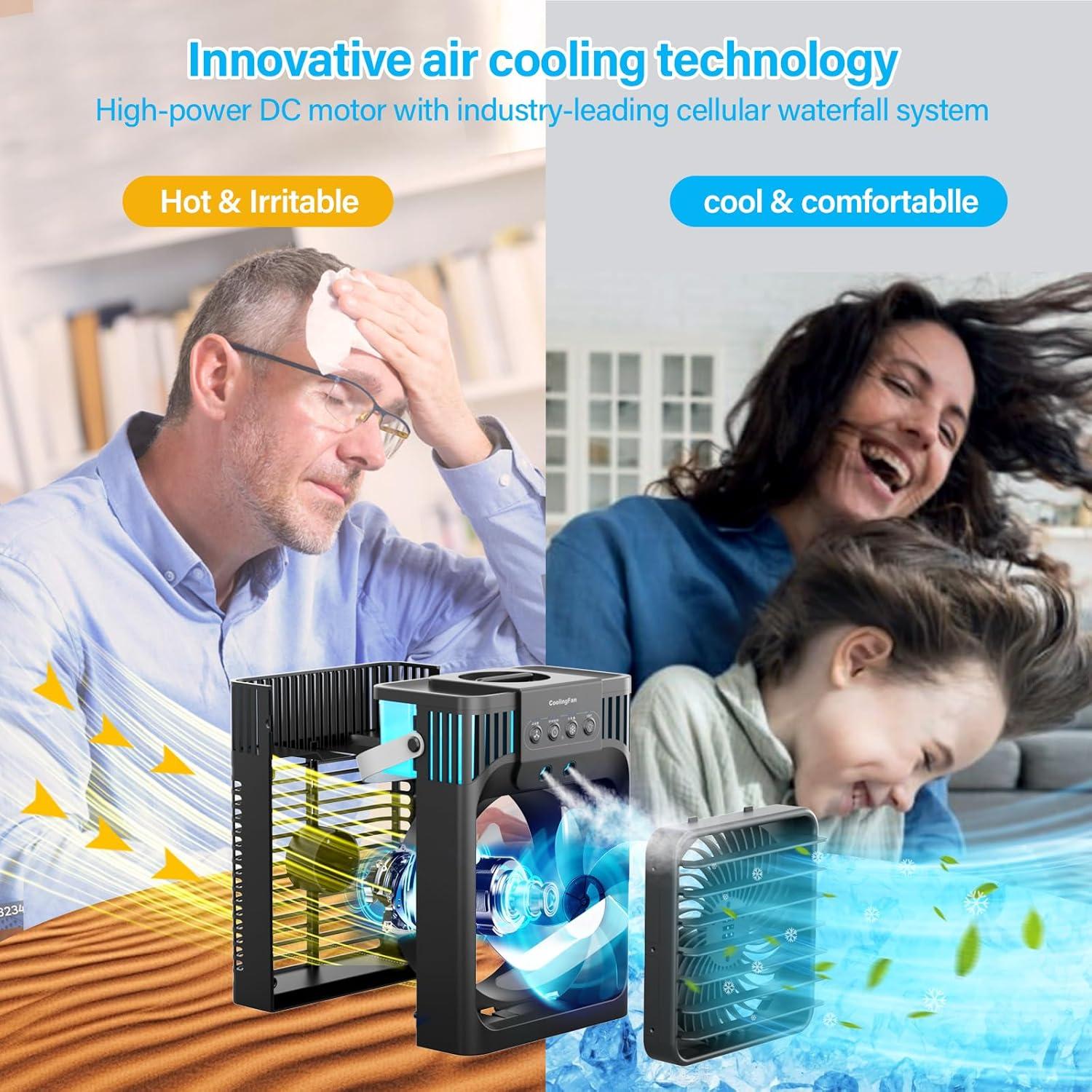 Aire Acondicionado Portátil LEAEYFE 1200ml 3 Velocidades Oscilante