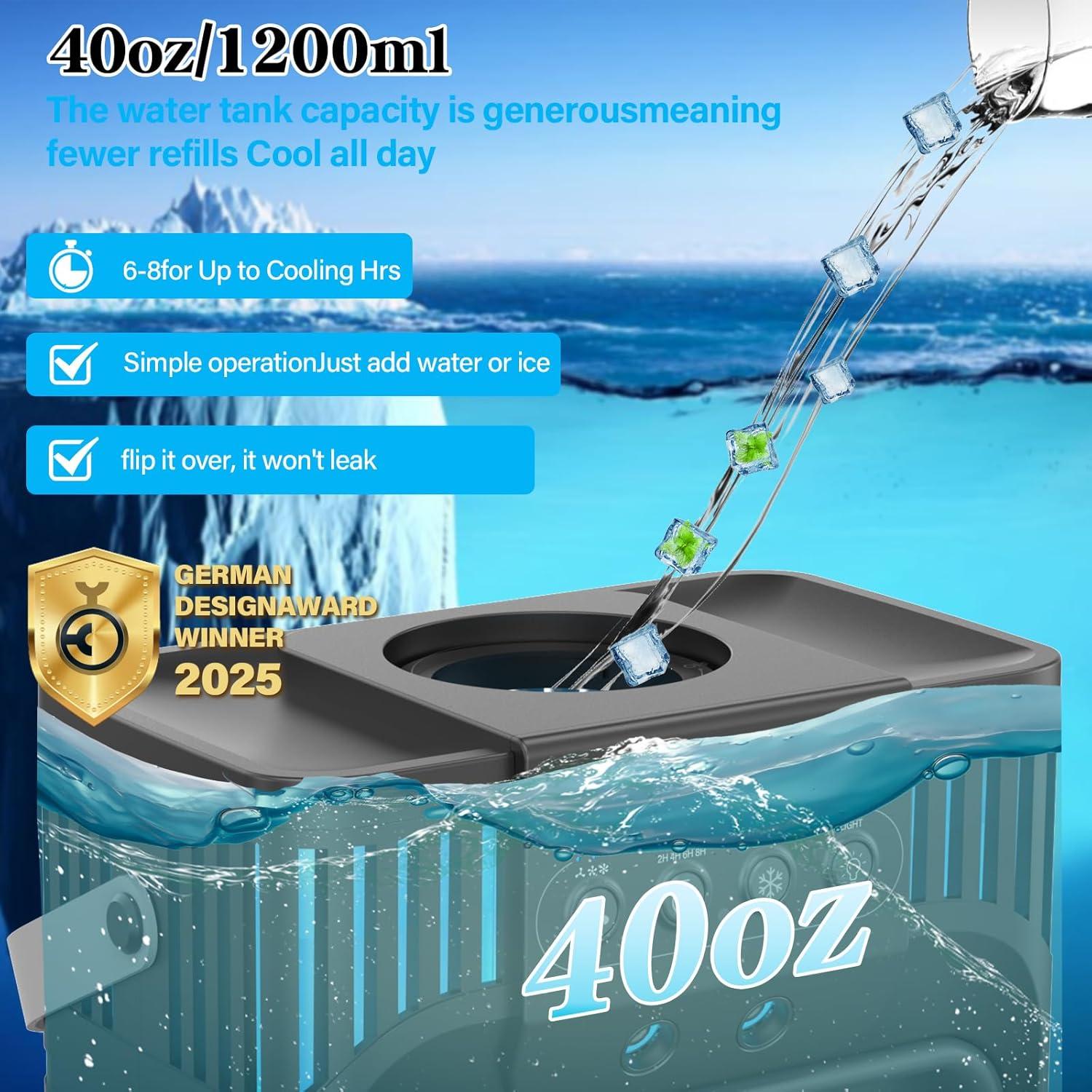 Aire Acondicionado Portátil LEAEYFE 1200ml 3 Velocidades Oscilante