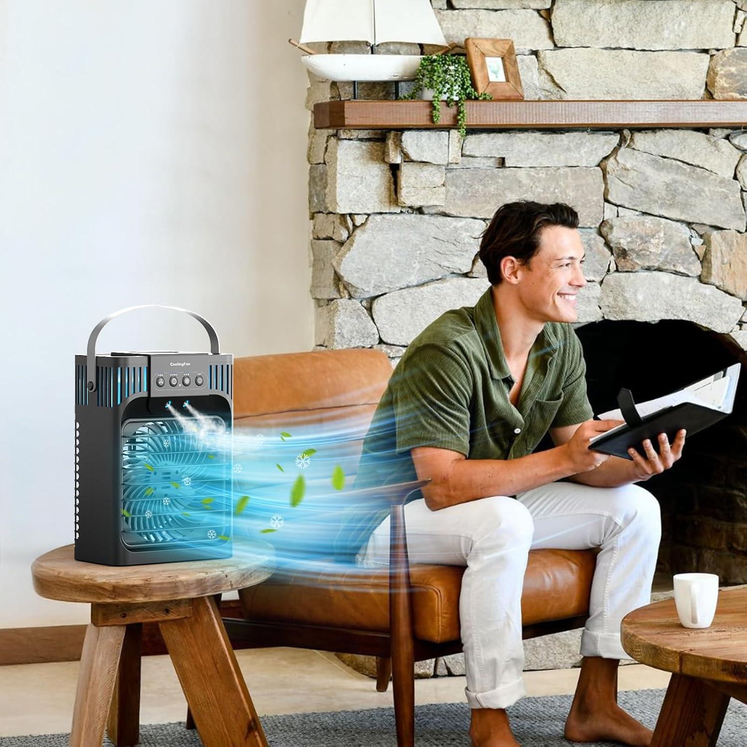 Aire Acondicionado Portátil LEAEYFE 1200ml 3 Velocidades Oscilante