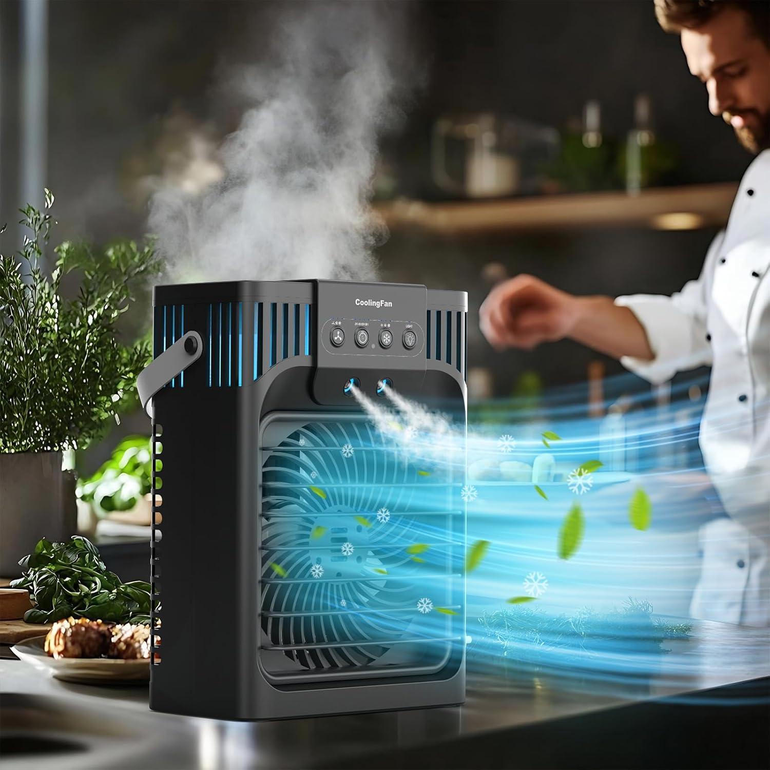 Aire Acondicionado Portátil LEAEYFE 1200ml 3 Velocidades Oscilante