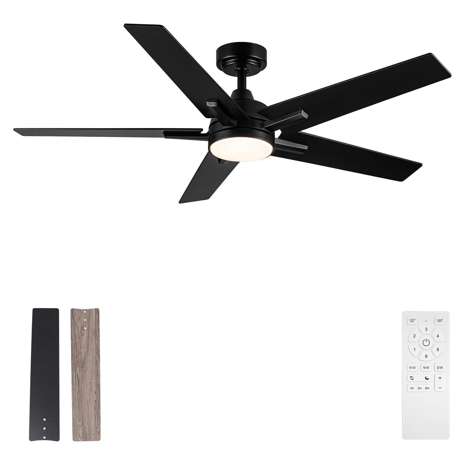 Ventilador de Techo Viossn 132cm Negro con Luz y Control Remoto