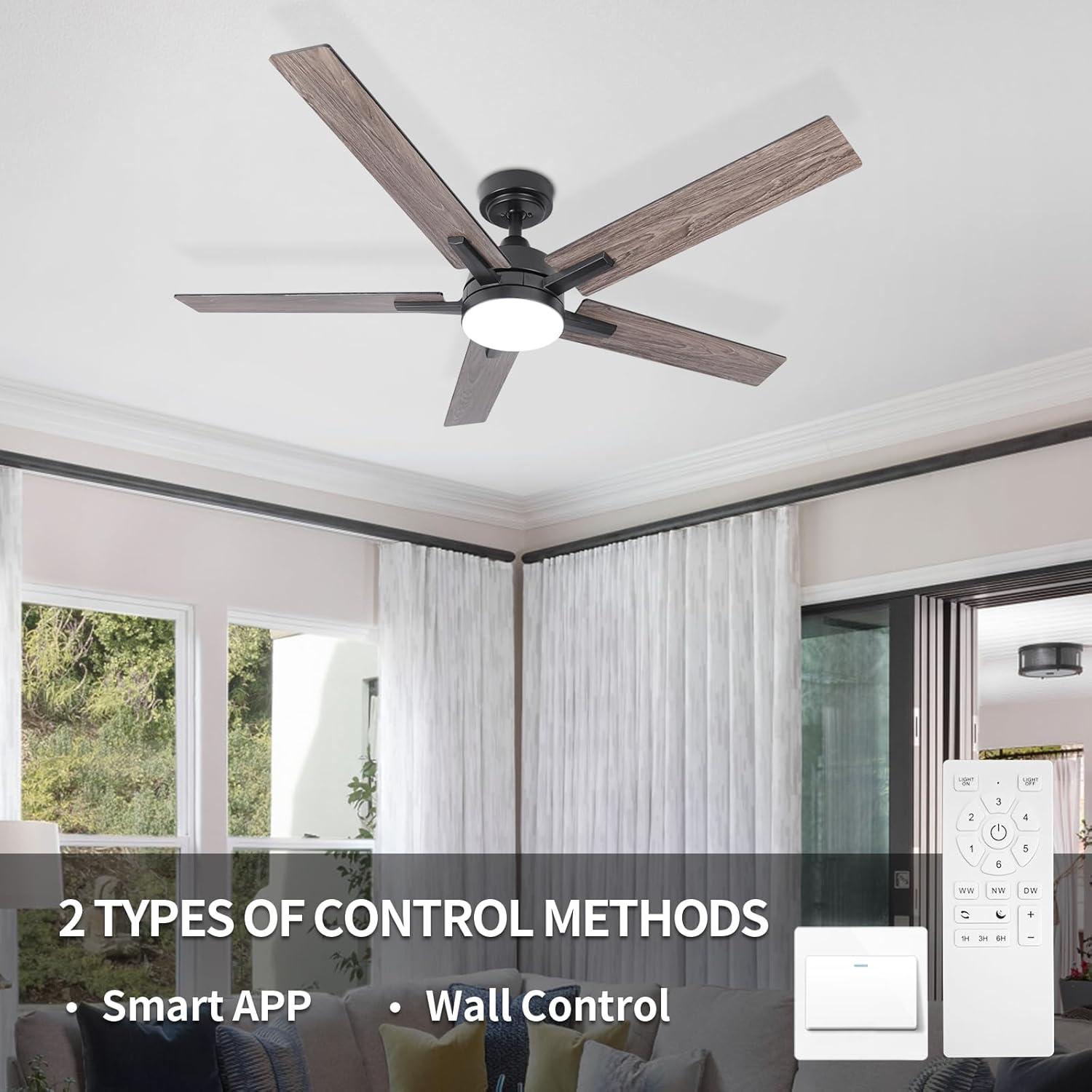 Ventilador de Techo Viossn 132cm Negro con Luz y Control Remoto