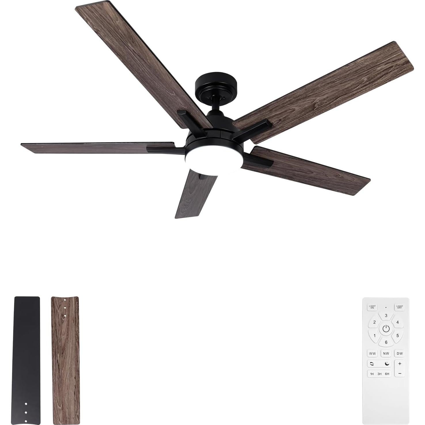 Ventilador de Techo Viossn 132cm Negro con Luz y Control Remoto