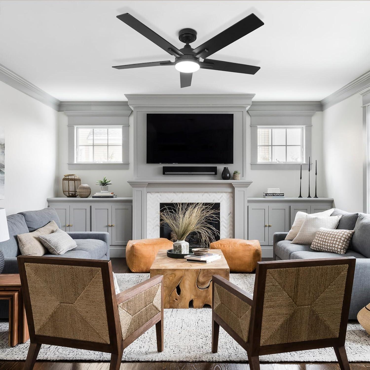 Ventilador de Techo Viossn 132cm Negro con Luz y Control Remoto