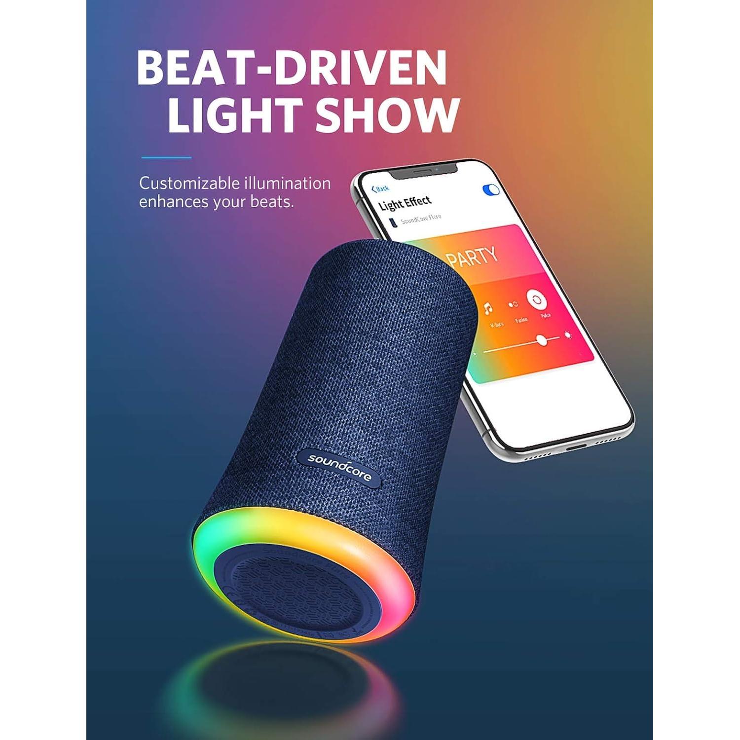 Altavoz Inalámbrico Anker Soundcore Flare - 360° Sonido, IP67, 12H Batería, Azul (Renovado)