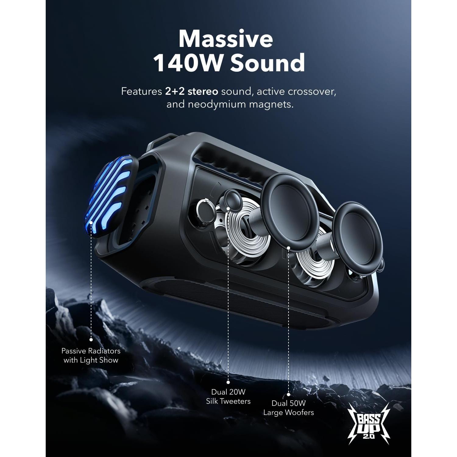 Altavoz Bluetooth Soundcore Boom 2 Plus 140W IPX7 20H RGB