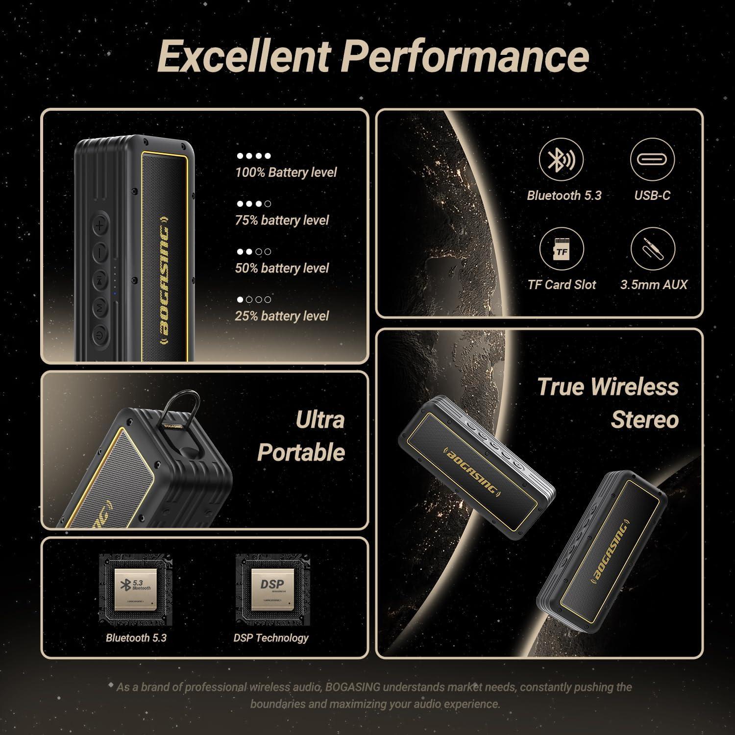 Altavoz Bluetooth BOGASING G4 50W Impermeable IPX7 24H