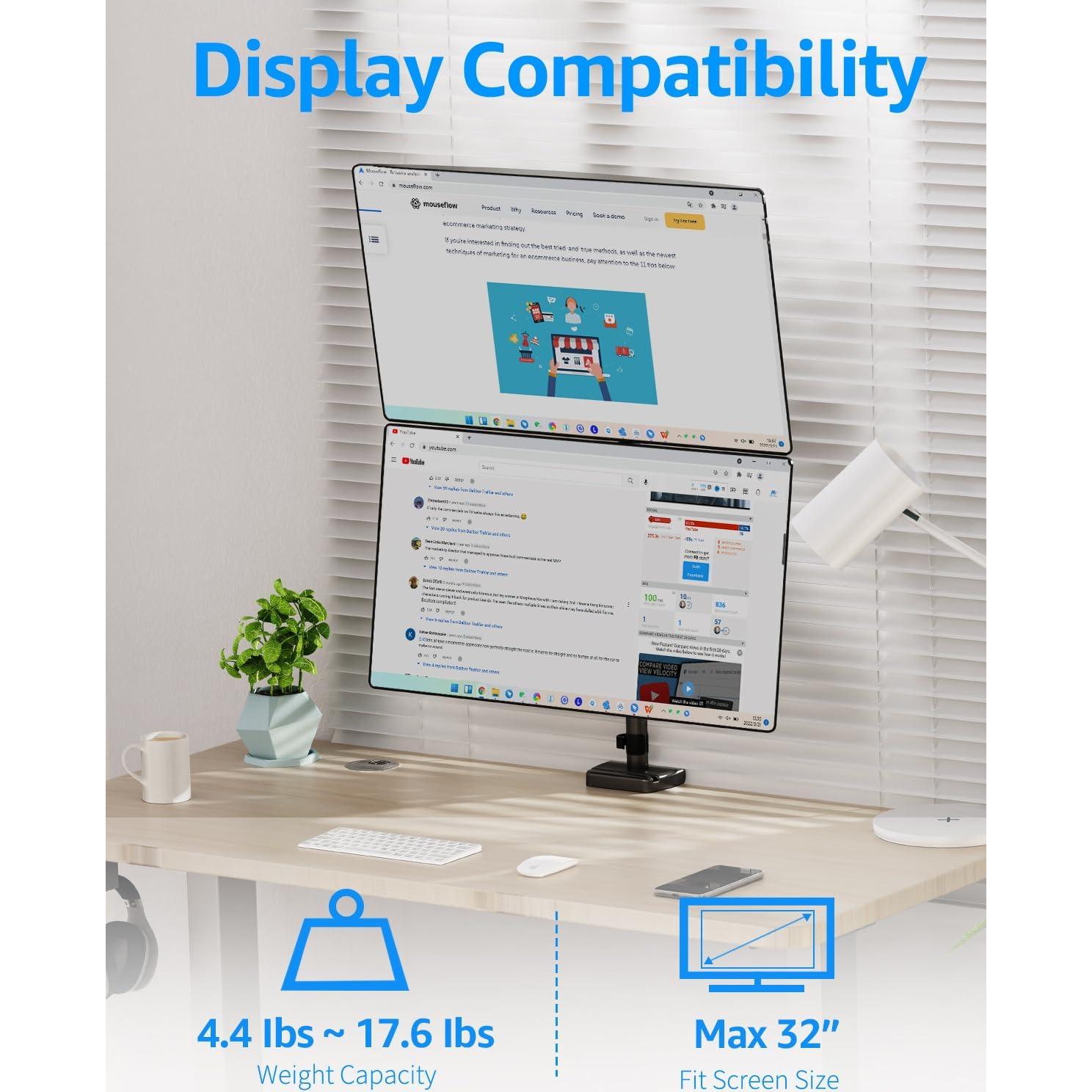 Soporte Doble para Monitor MOUNTUP 32" 2-8 kg Ajustable