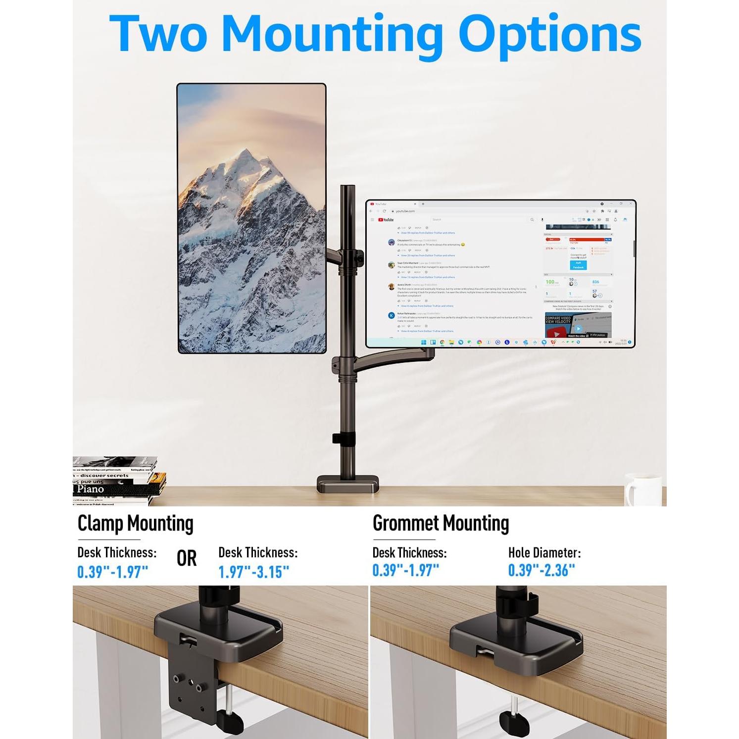 Soporte Doble para Monitor MOUNTUP 32" 2-8 kg Ajustable
