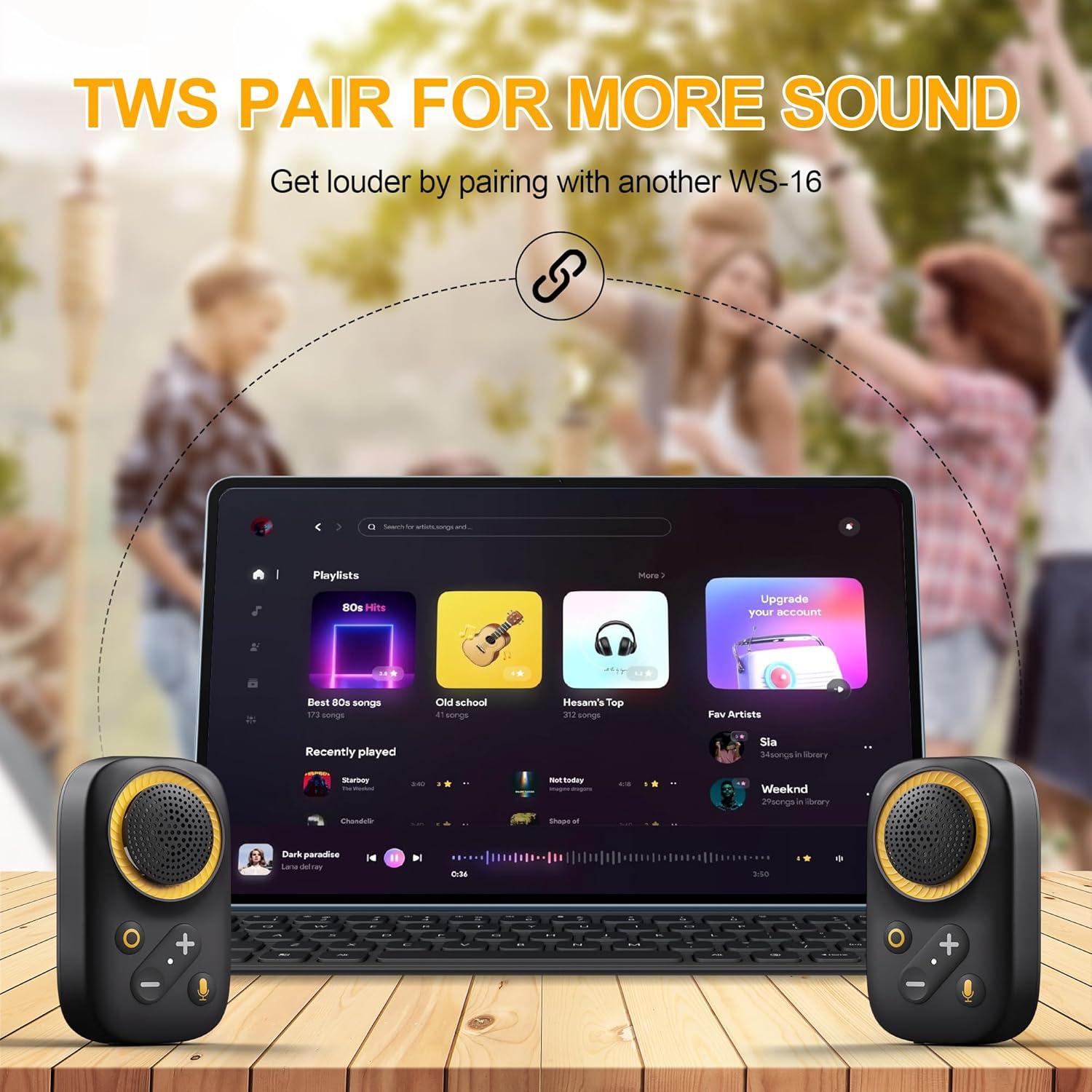 Altavoz Bluetooth portátil GOTOOLZ WS-16, 12h, IPX5, TWS