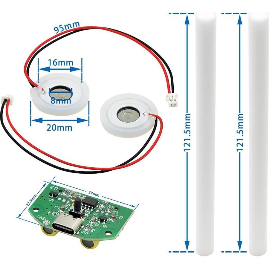 Kit humidificador de aire USB-C HiLetgo DIY doble boquilla