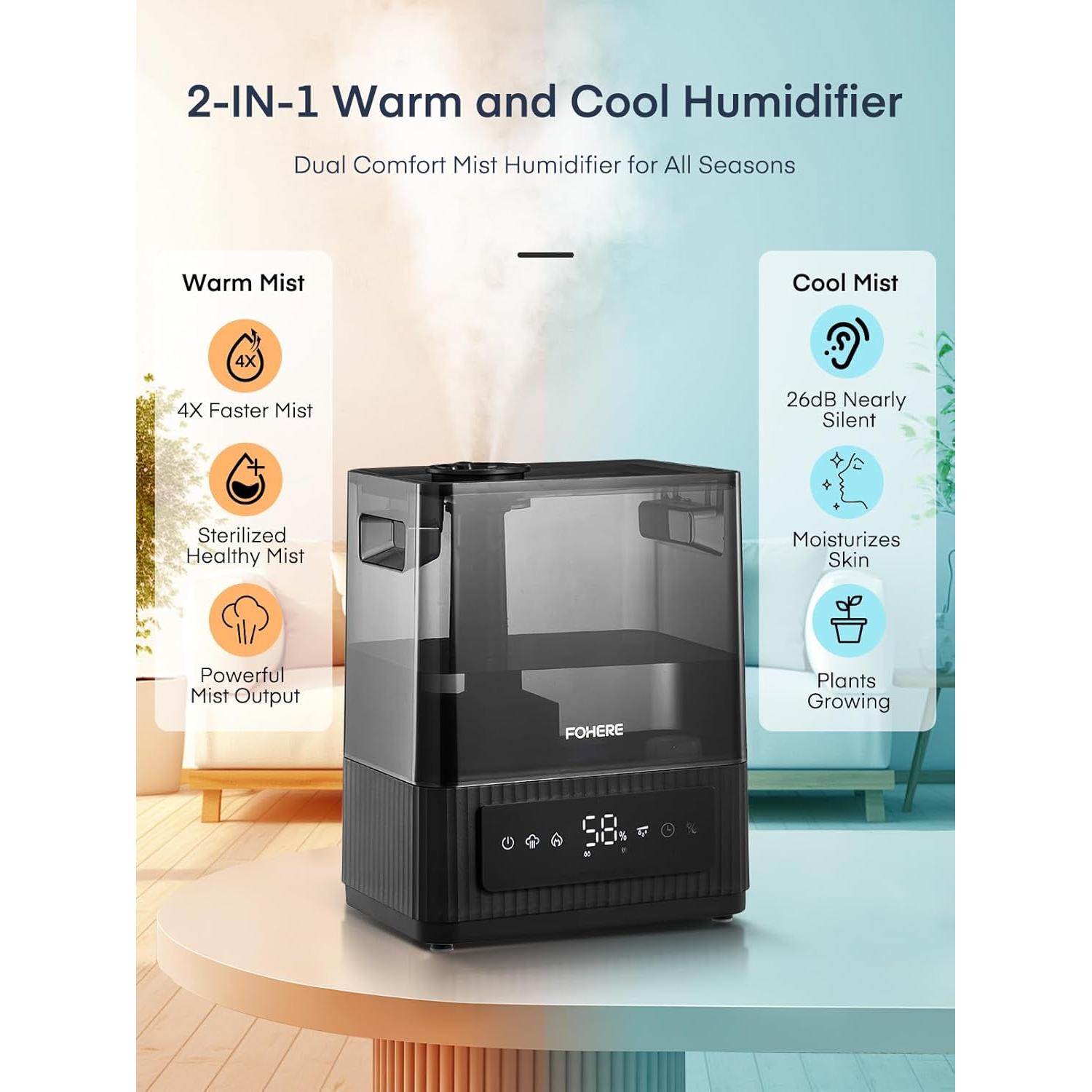 Humidificador Ultrasonico FOHERE HU-500 6L Frío y Caliente