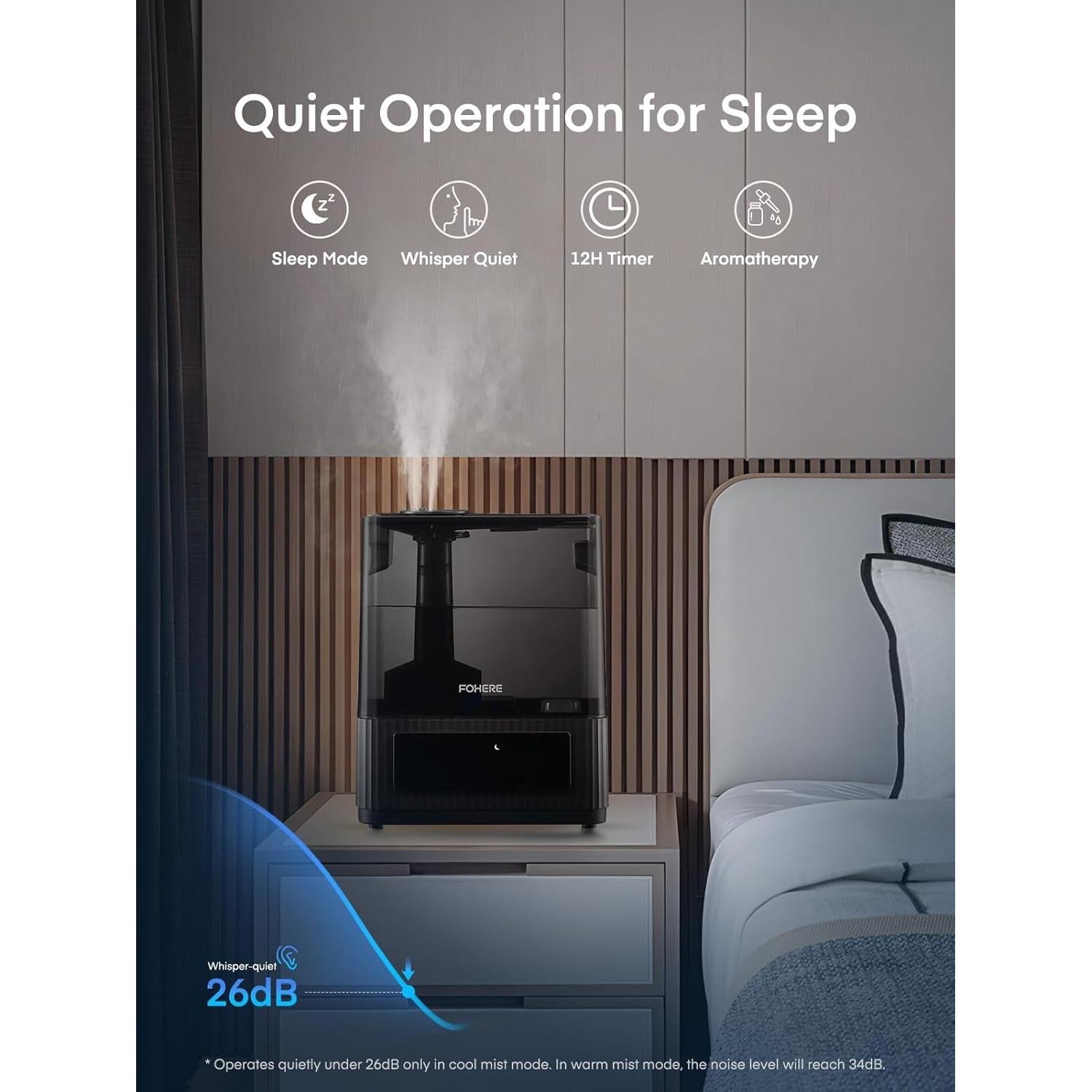 Humidificador Ultrasonico FOHERE HU-500 6L Frío y Caliente