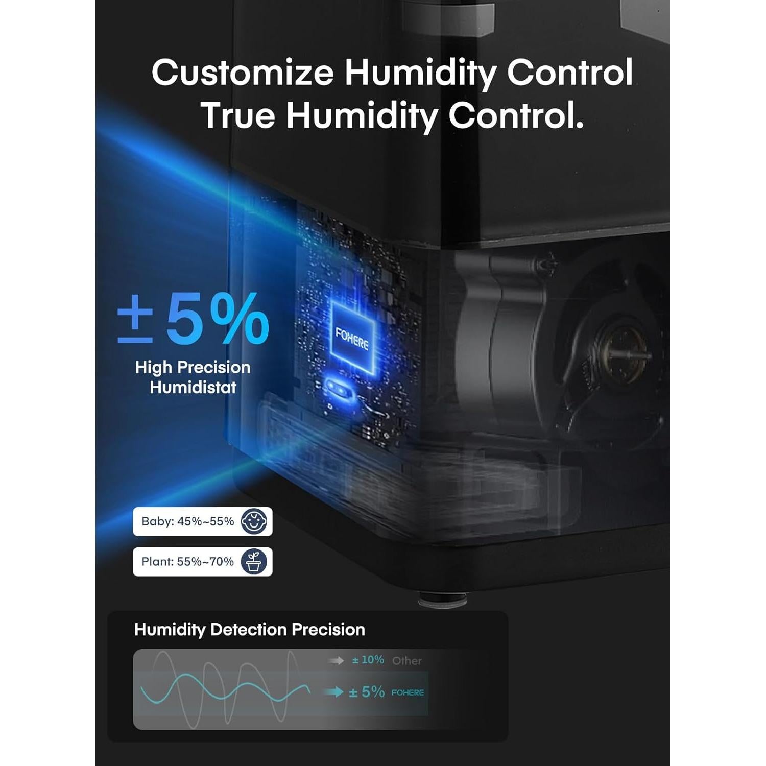 Humidificador Ultrasonico FOHERE HU-500 6L Frío y Caliente