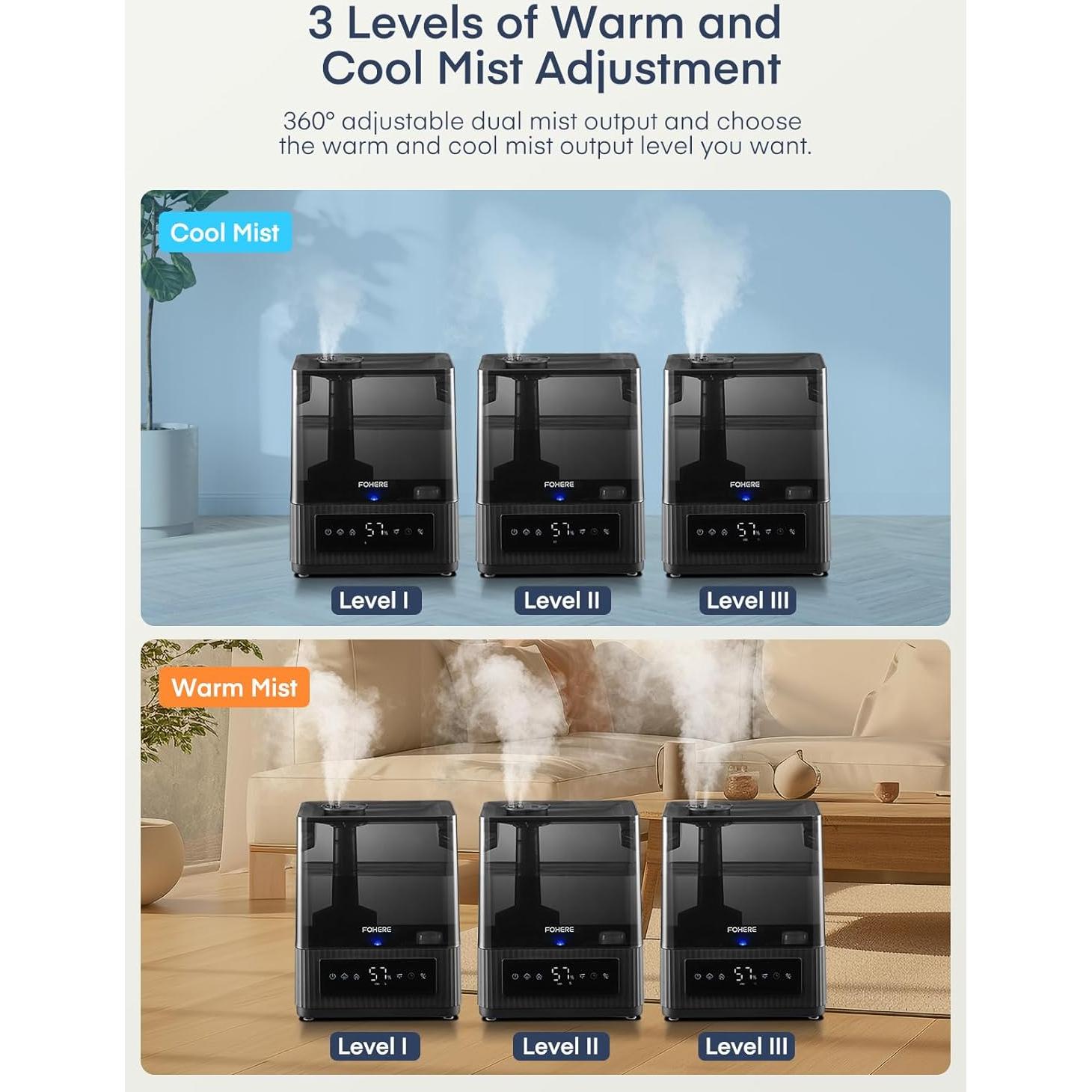 Humidificador Ultrasonico FOHERE HU-500 6L Frío y Caliente