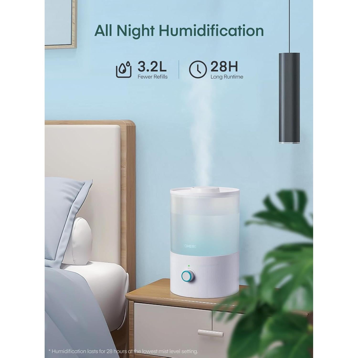Humidificador ultrasónico FOHERE G1 3.2L con difusor 2-en-1