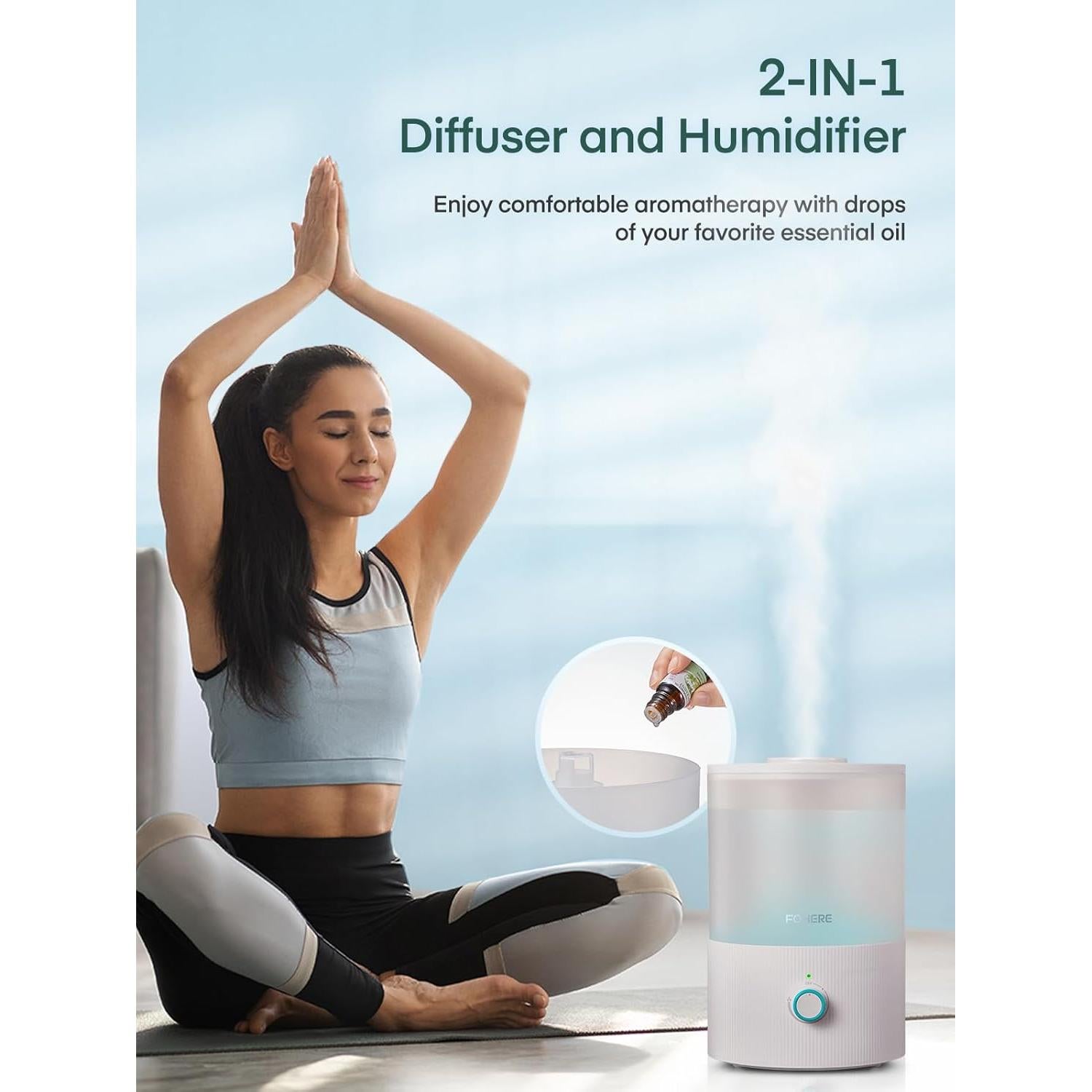 Humidificador ultrasónico FOHERE G1 3.2L con difusor 2-en-1