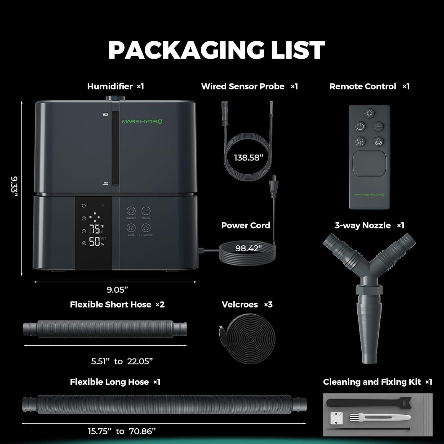 Humidificador de Plantas MARS HYDRO 5L con Temporizador y Control Remoto