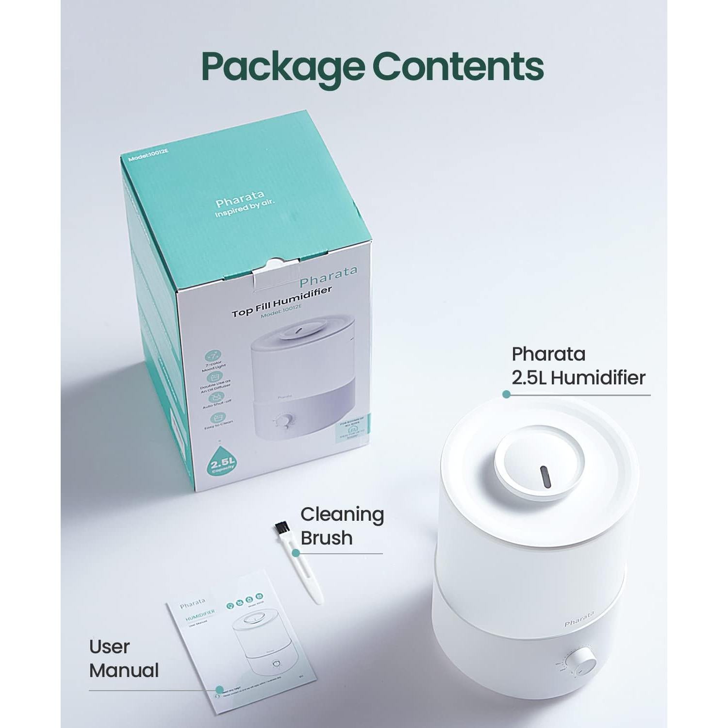 Humidificador Pharata 2.5L con Difusor de Aceite Esencial