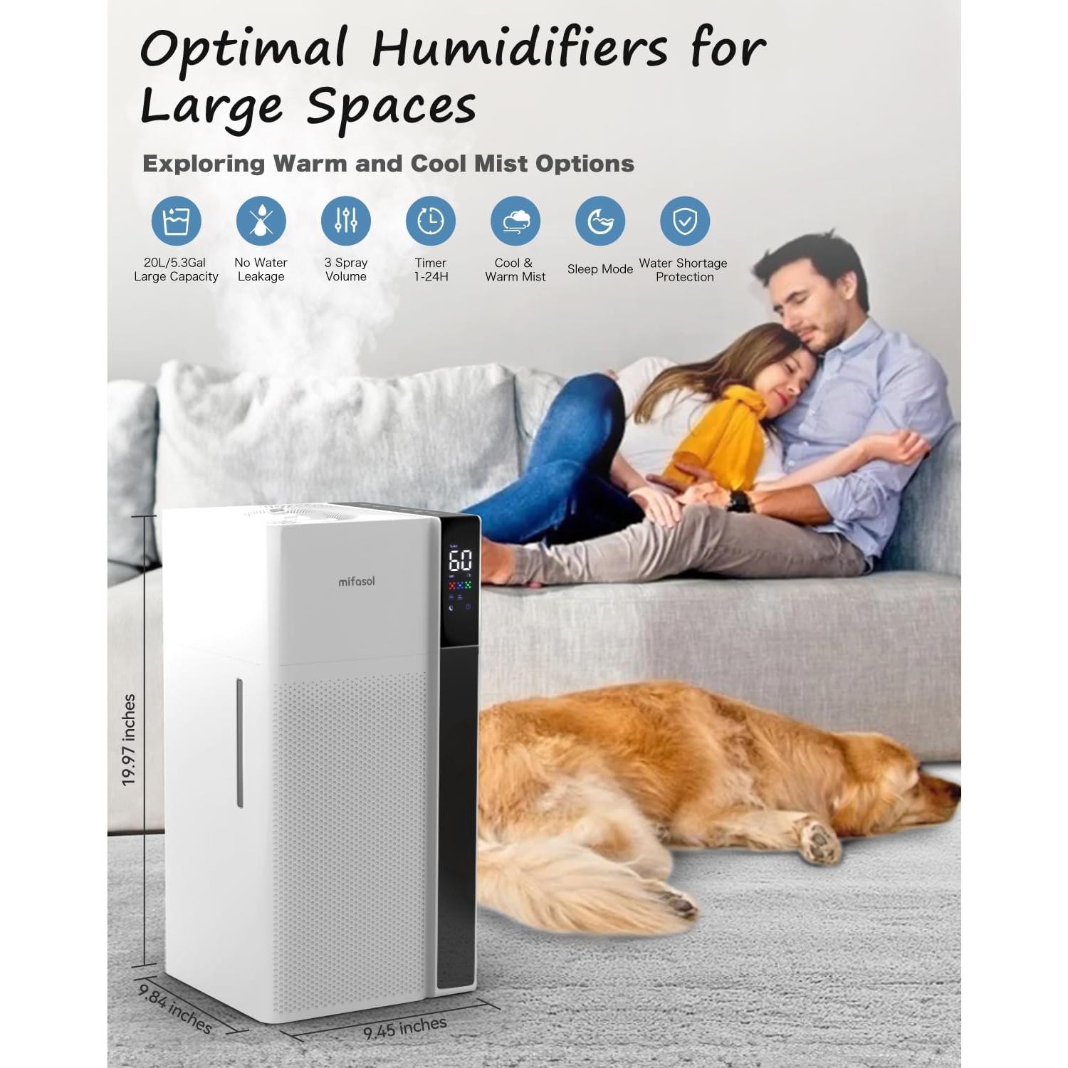 Humidificador Mifasol 20L Vapor Frío y Caliente Blanco