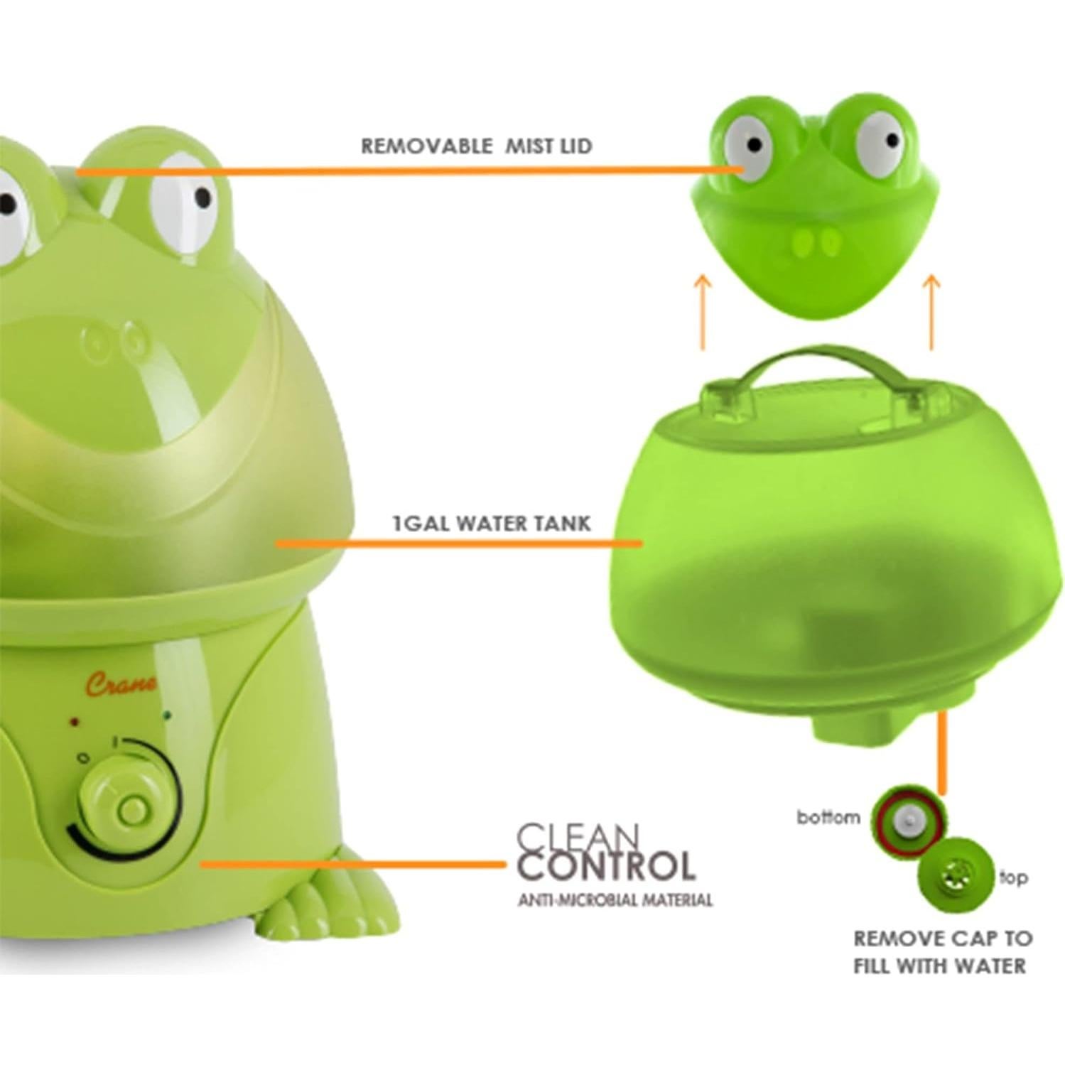 Humidificador de niebla fría Crane 1 galón para niños rana