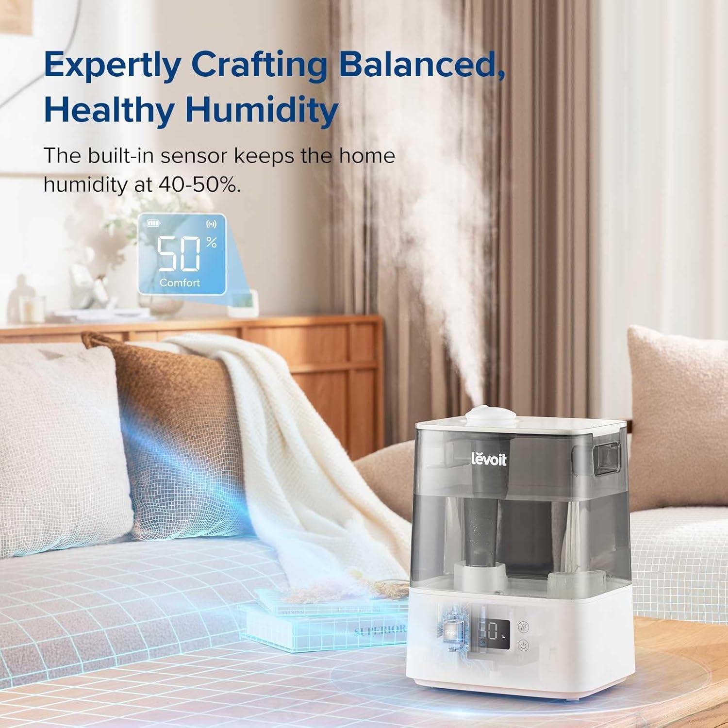 Humidificador Inteligente LEVOIT 6L para Dormitorio Gris