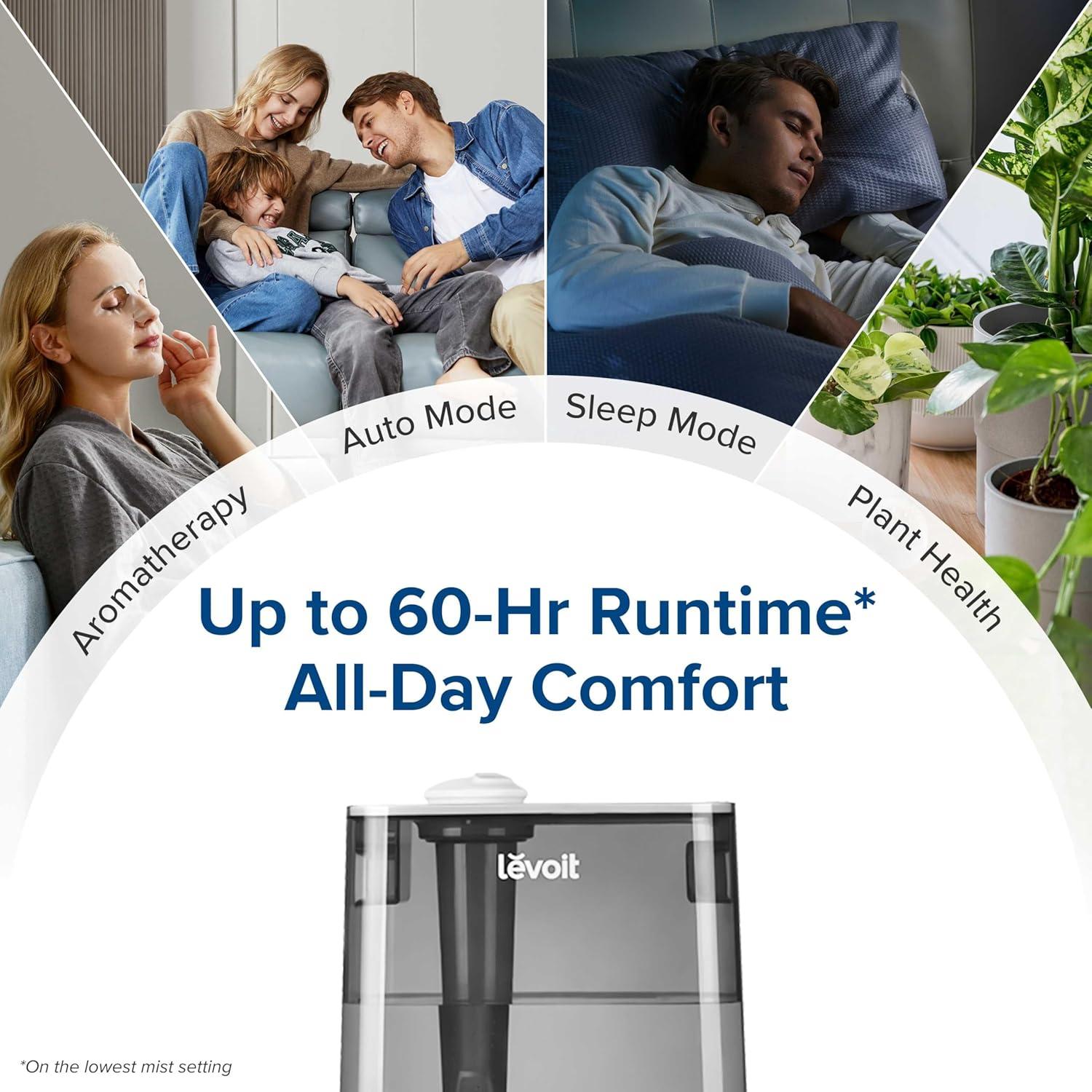 Humidificador Inteligente LEVOIT 6L para Dormitorio Gris