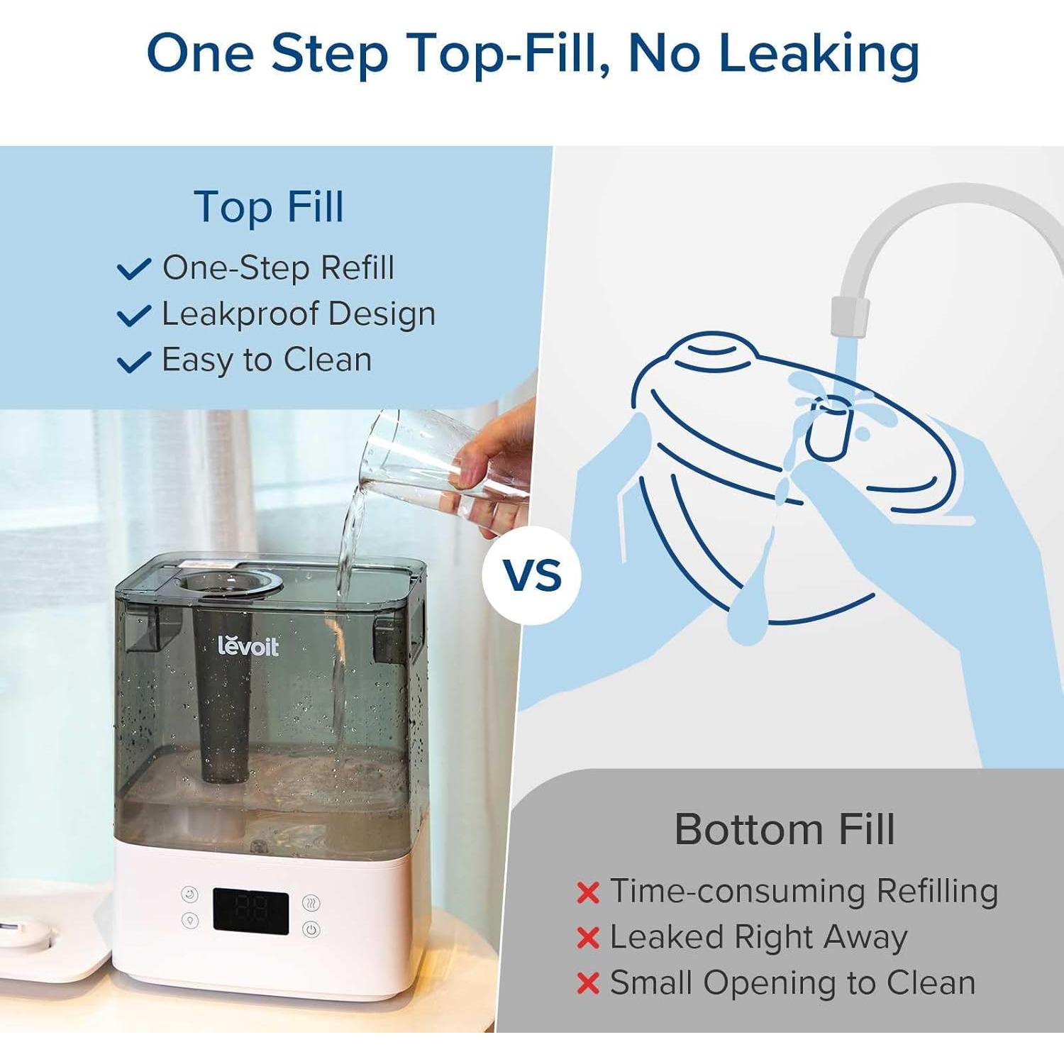 Humidificador Inteligente LEVOIT 6L para Dormitorio Gris