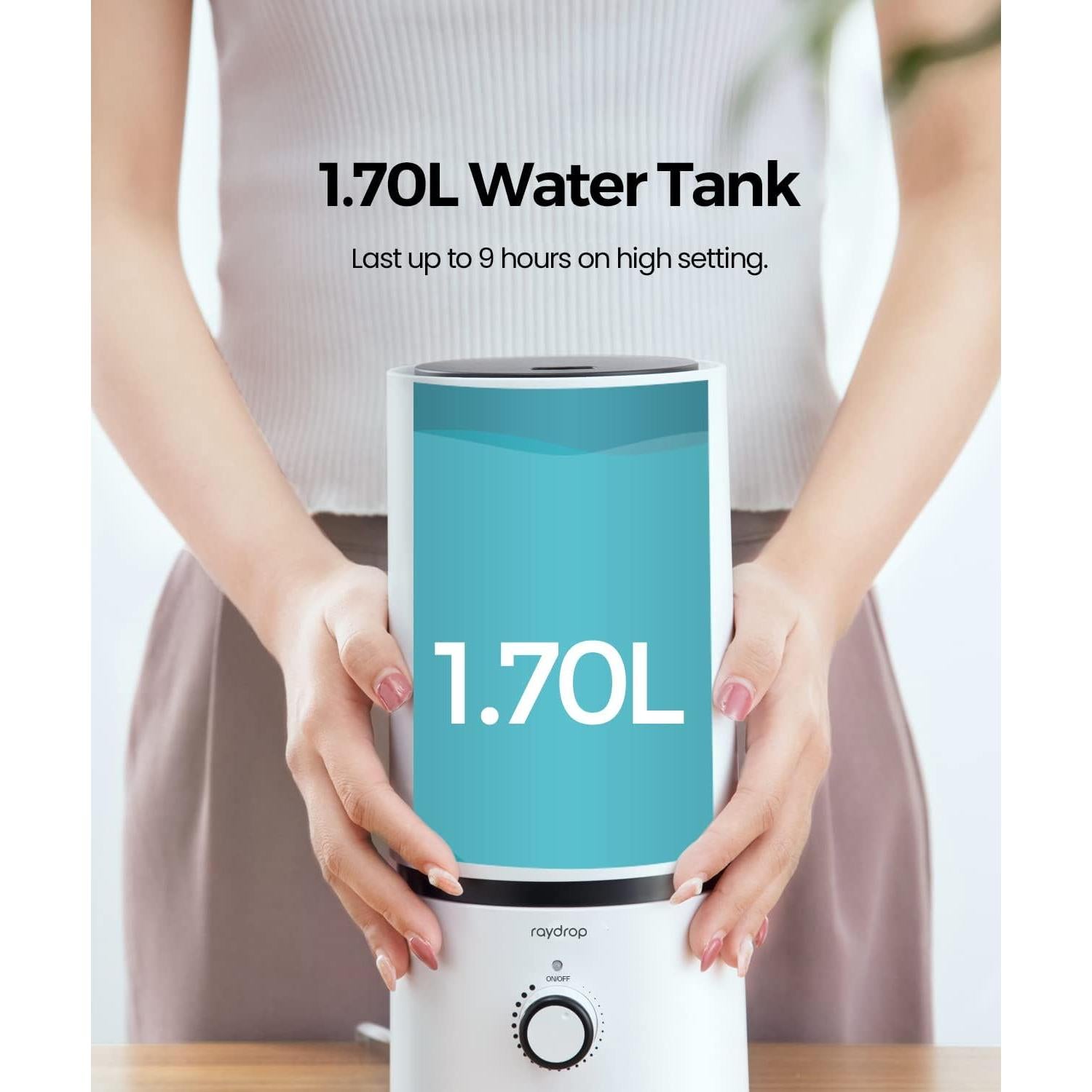 Humidificador ultrasónico Raydrop 1.7L silencioso blanco
