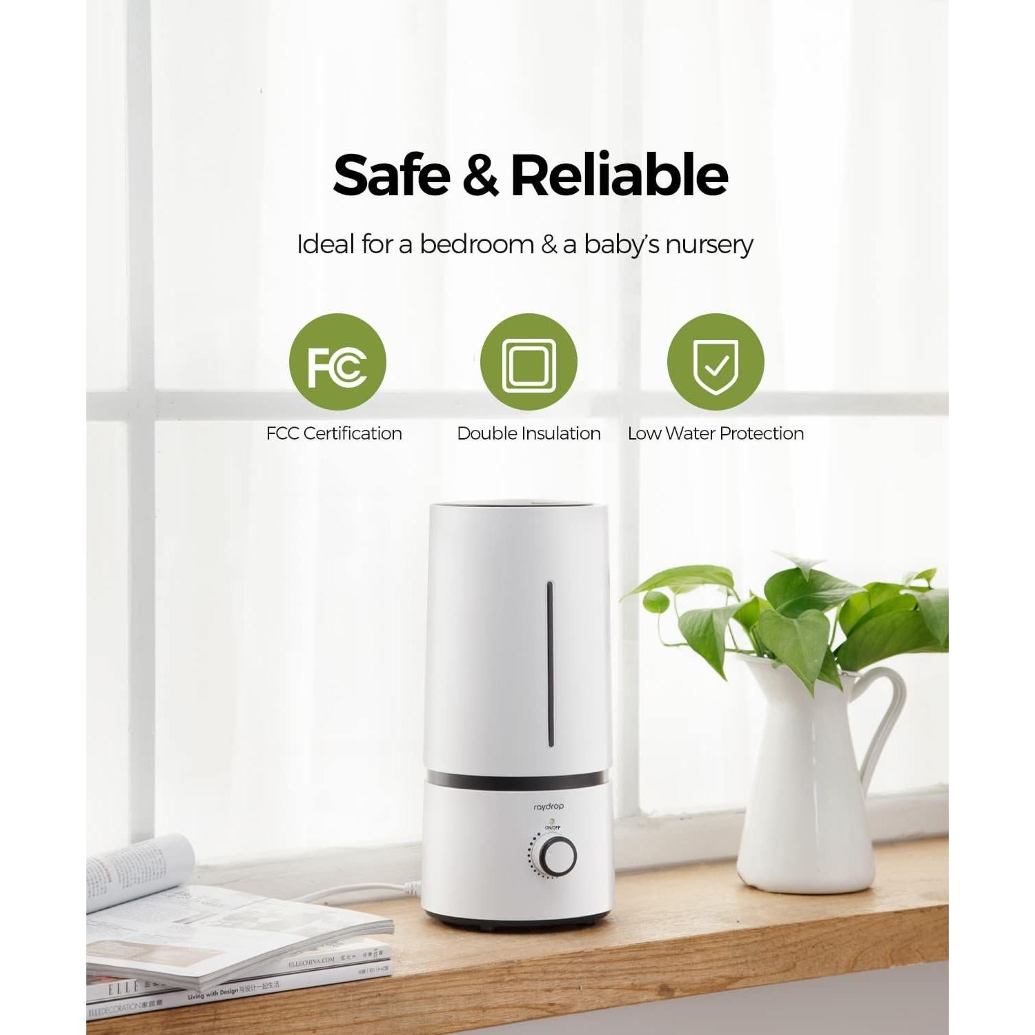 Humidificador ultrasónico Raydrop 1.7L silencioso blanco