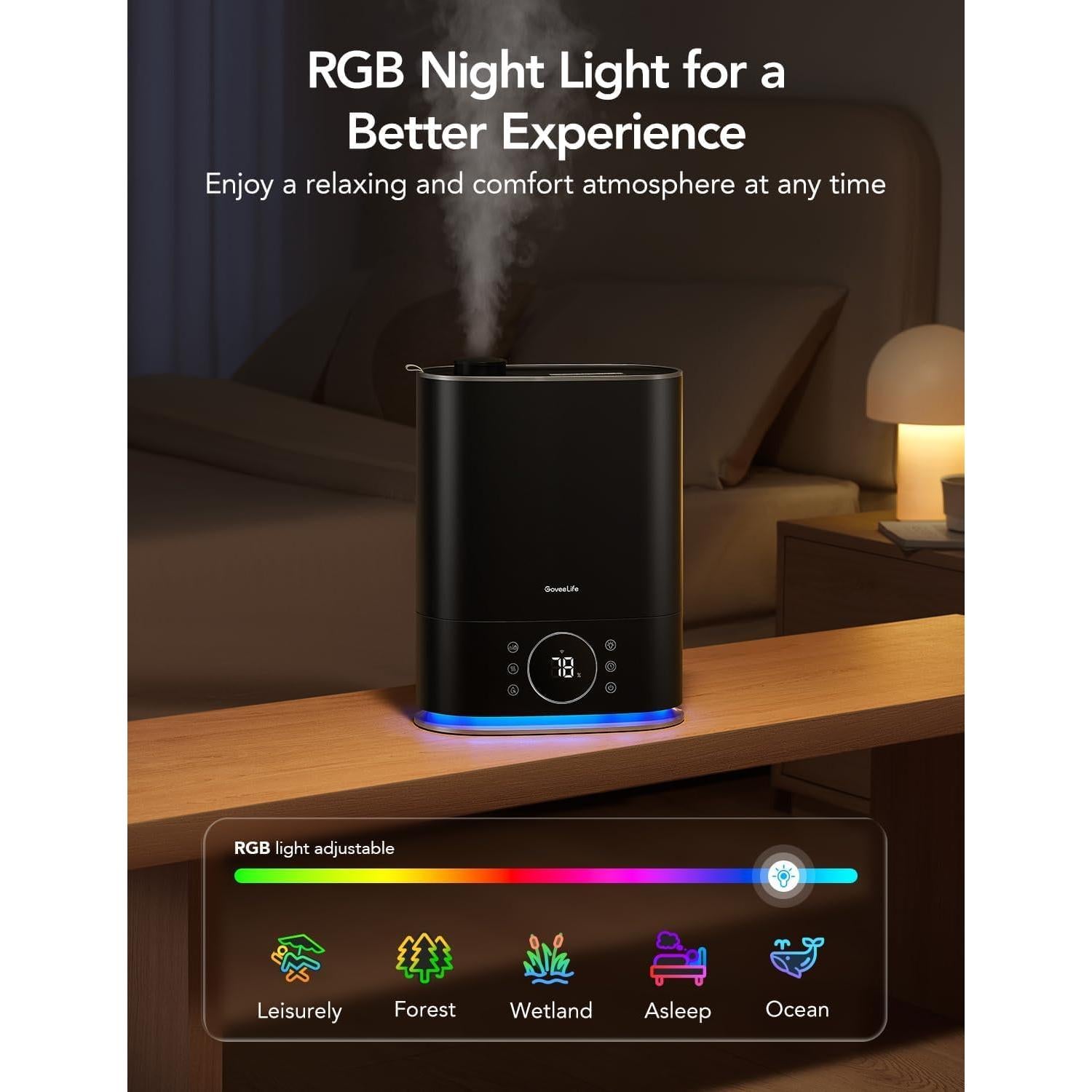 Humidificador inteligente GoveeLife 7L con vapor frío y caliente