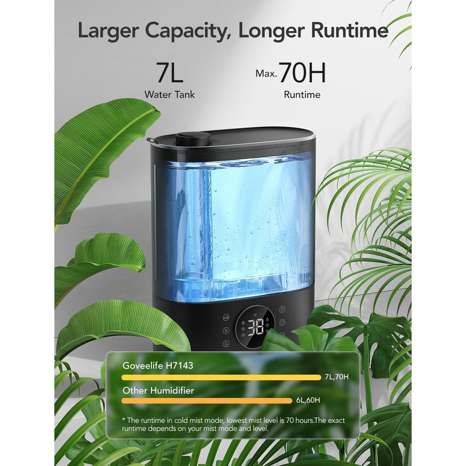 Humidificador inteligente GoveeLife 7L con vapor frío y caliente