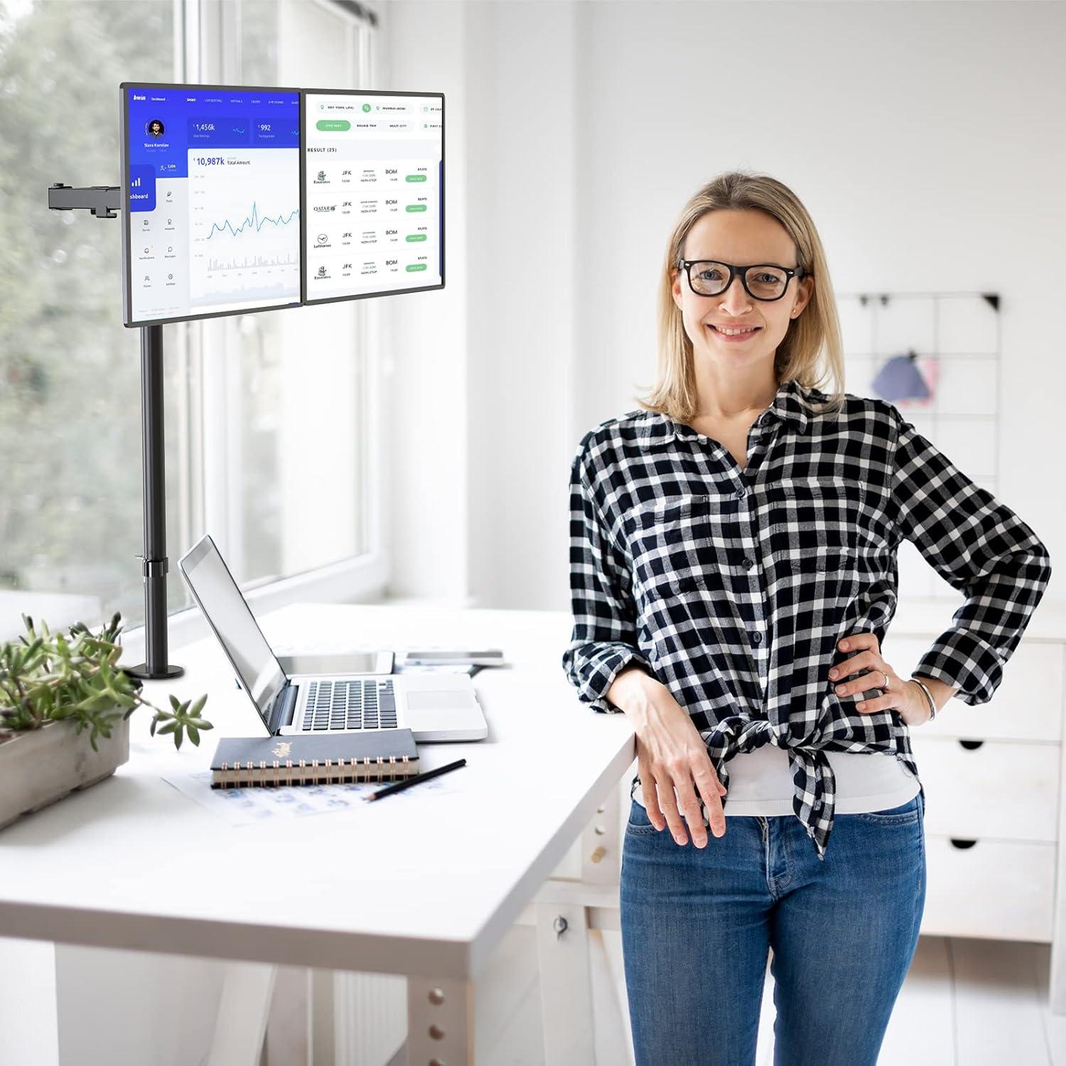 Soporte Doble para Monitor WALI Ajustable hasta 68,58 cm