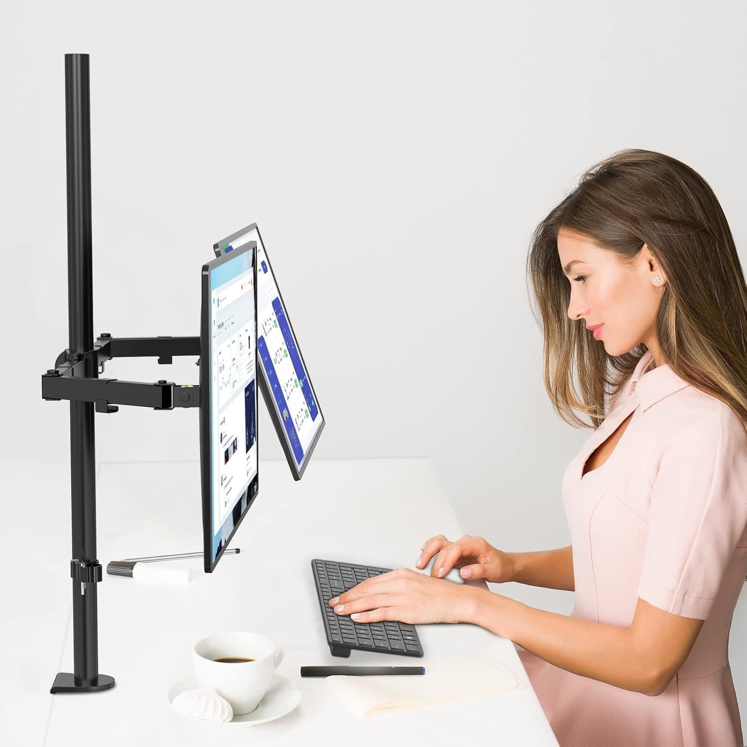 Soporte Doble para Monitor WALI Ajustable hasta 68,58 cm